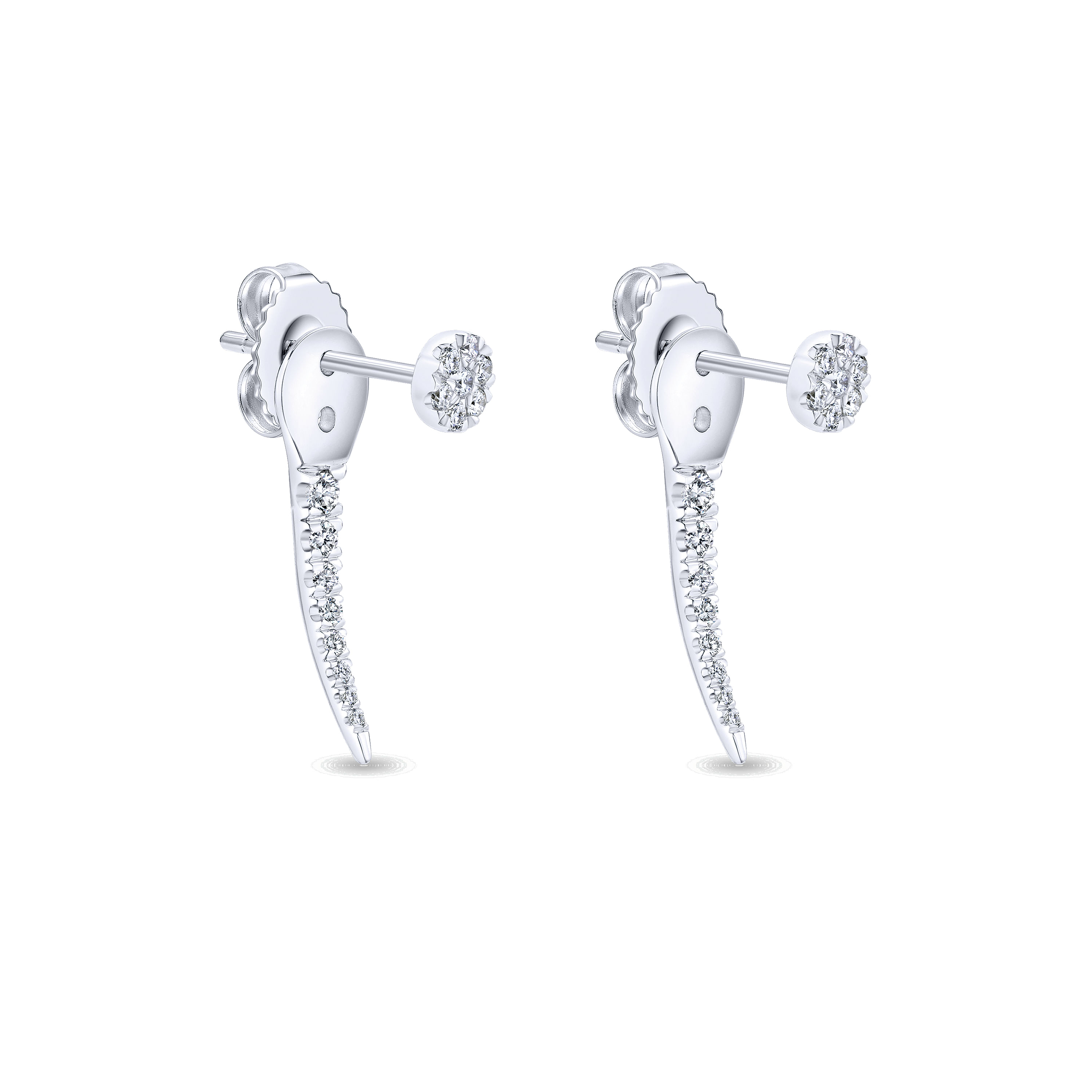 14k White Gold Gemini Earrings Peek A Boo Earrings angle 2 14k White Gold Gemini Earrings Peek A Boo Earrings angle 2