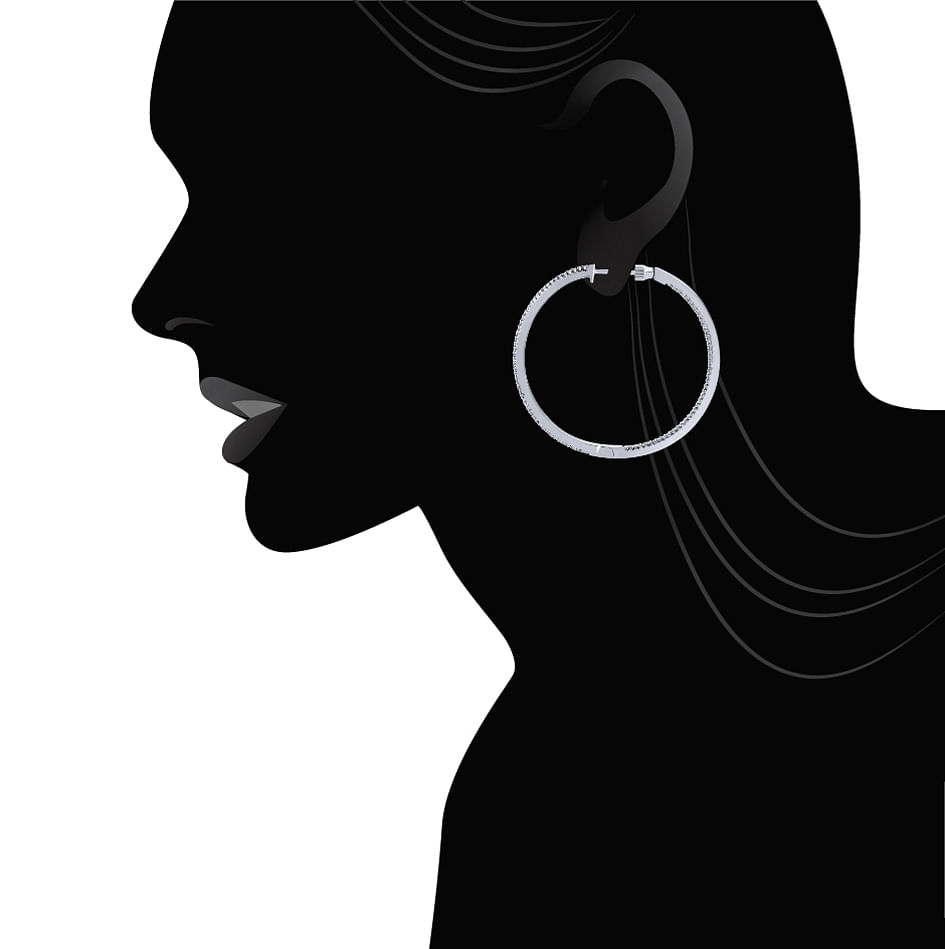 14k White Gold Hoops Classic Hoop Earrings angle 4 14k White Gold Hoops Classic Hoop Earrings angle 4