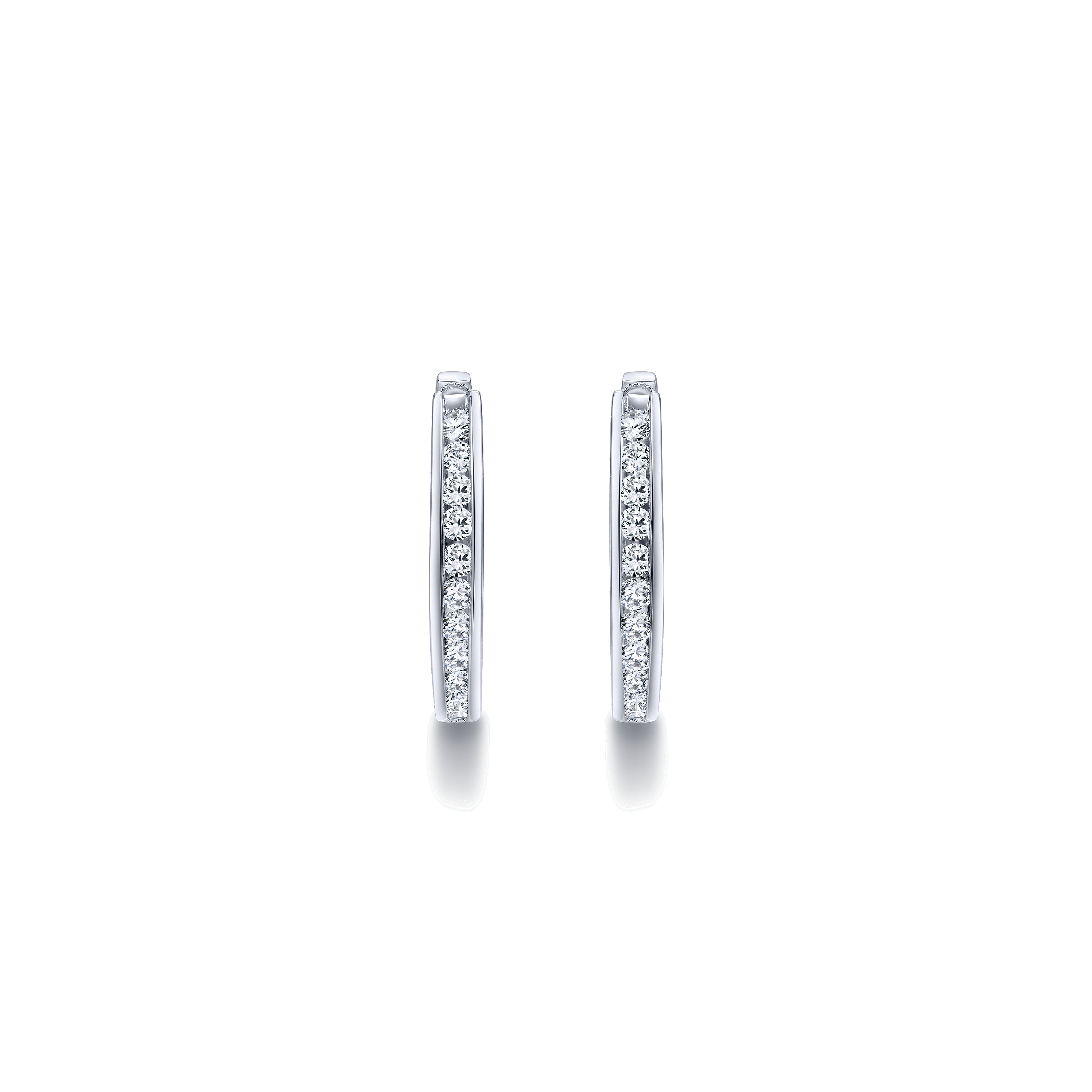 14k White Gold Hoops Classic Hoop Earrings angle 3 14k White Gold Hoops Classic Hoop Earrings angle 3