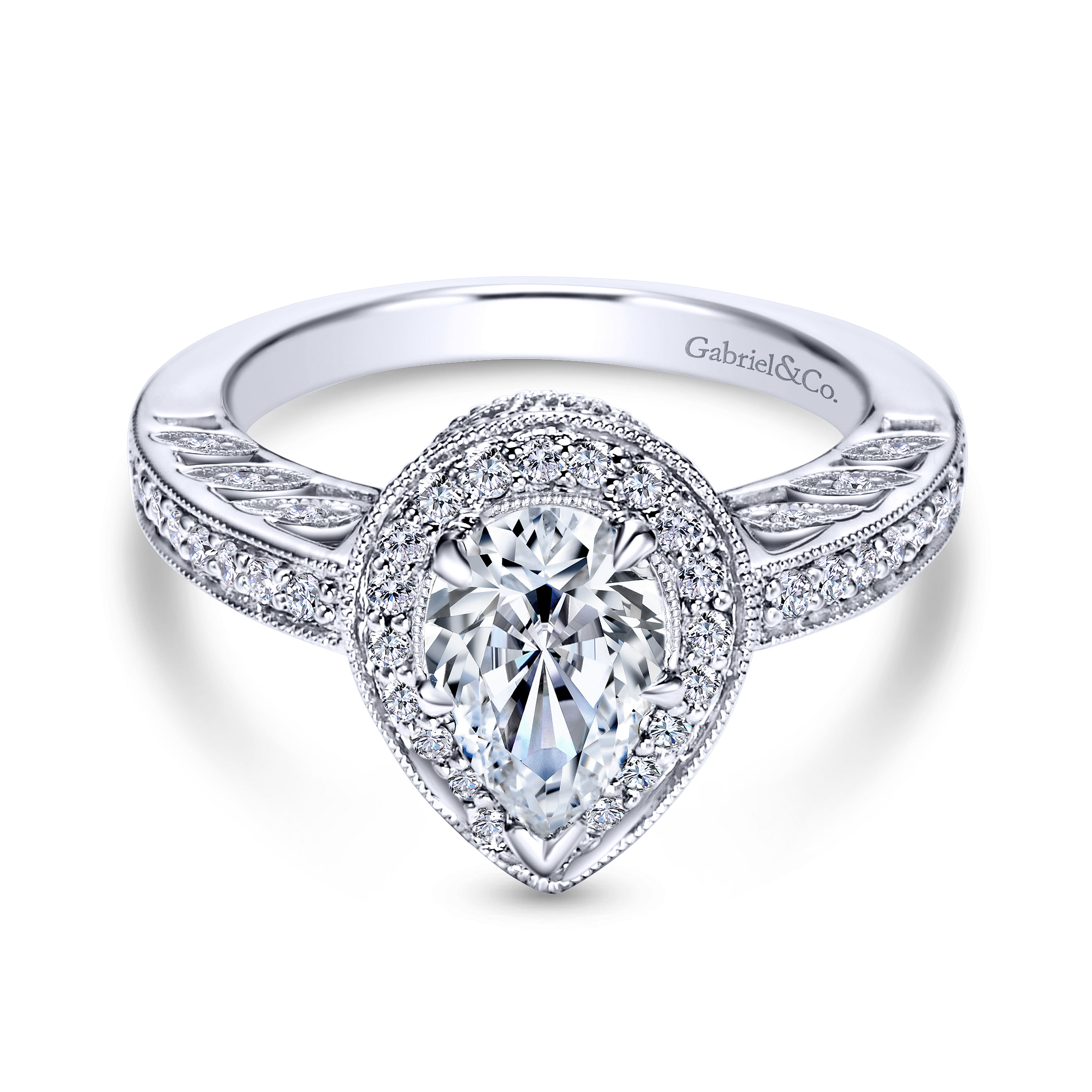 Vintage 14k White Gold Pear Shape Halo Vintage 14k White Gold Pear Shape Halo