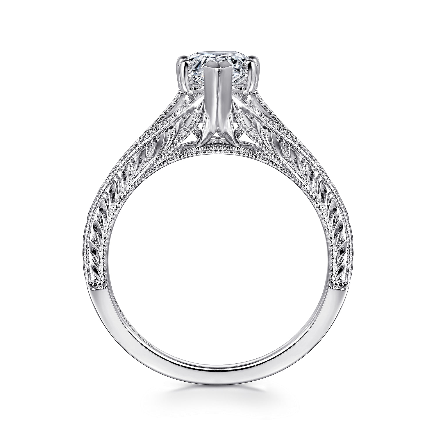 14k White Gold Pear Shape Split Shank Engagement Ring angle 2 14k White Gold Pear Shape Split Shank Engagement Ring angle 2