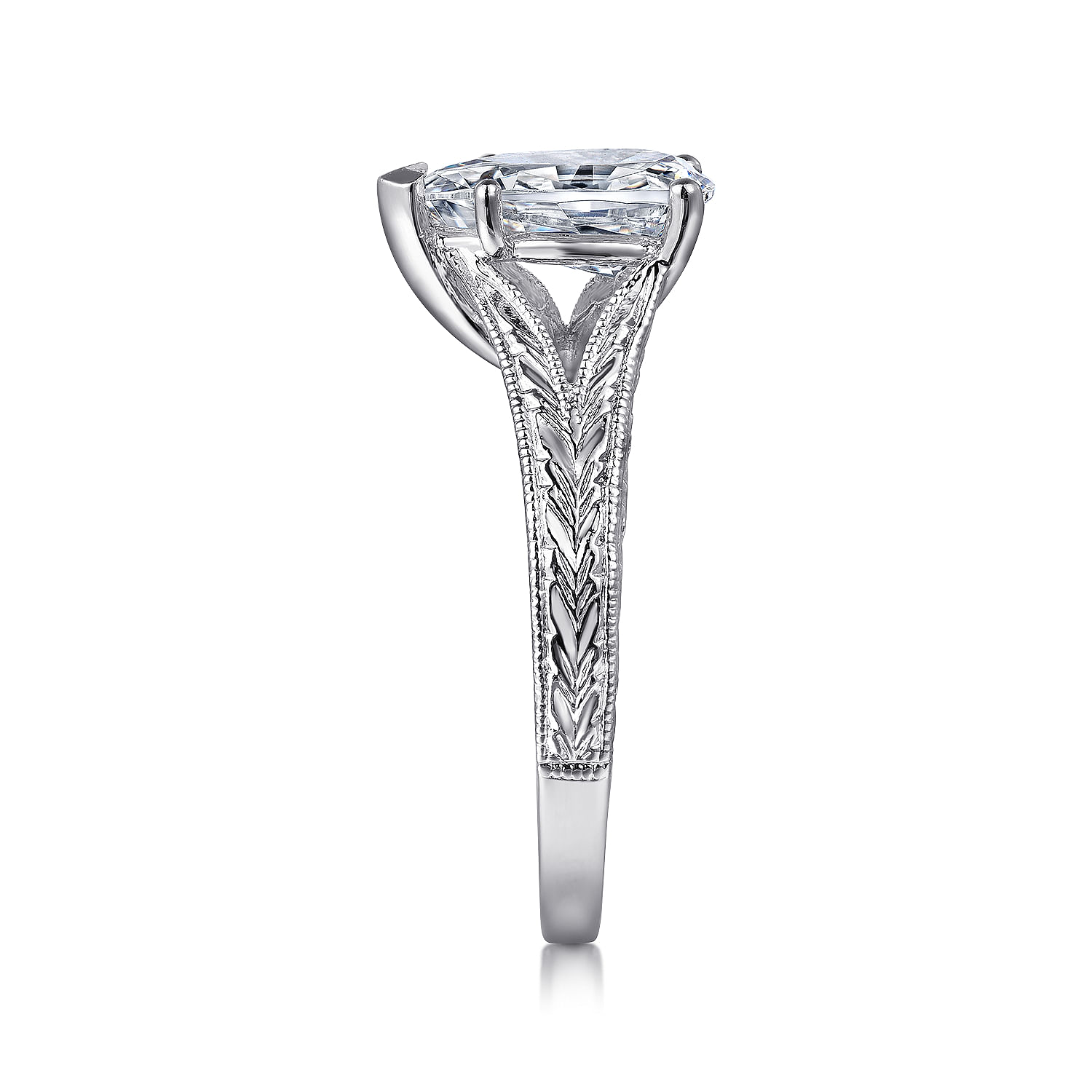14k White Gold Pear Shape Split Shank Engagement Ring angle 5 14k White Gold Pear Shape Split Shank Engagement Ring angle 5