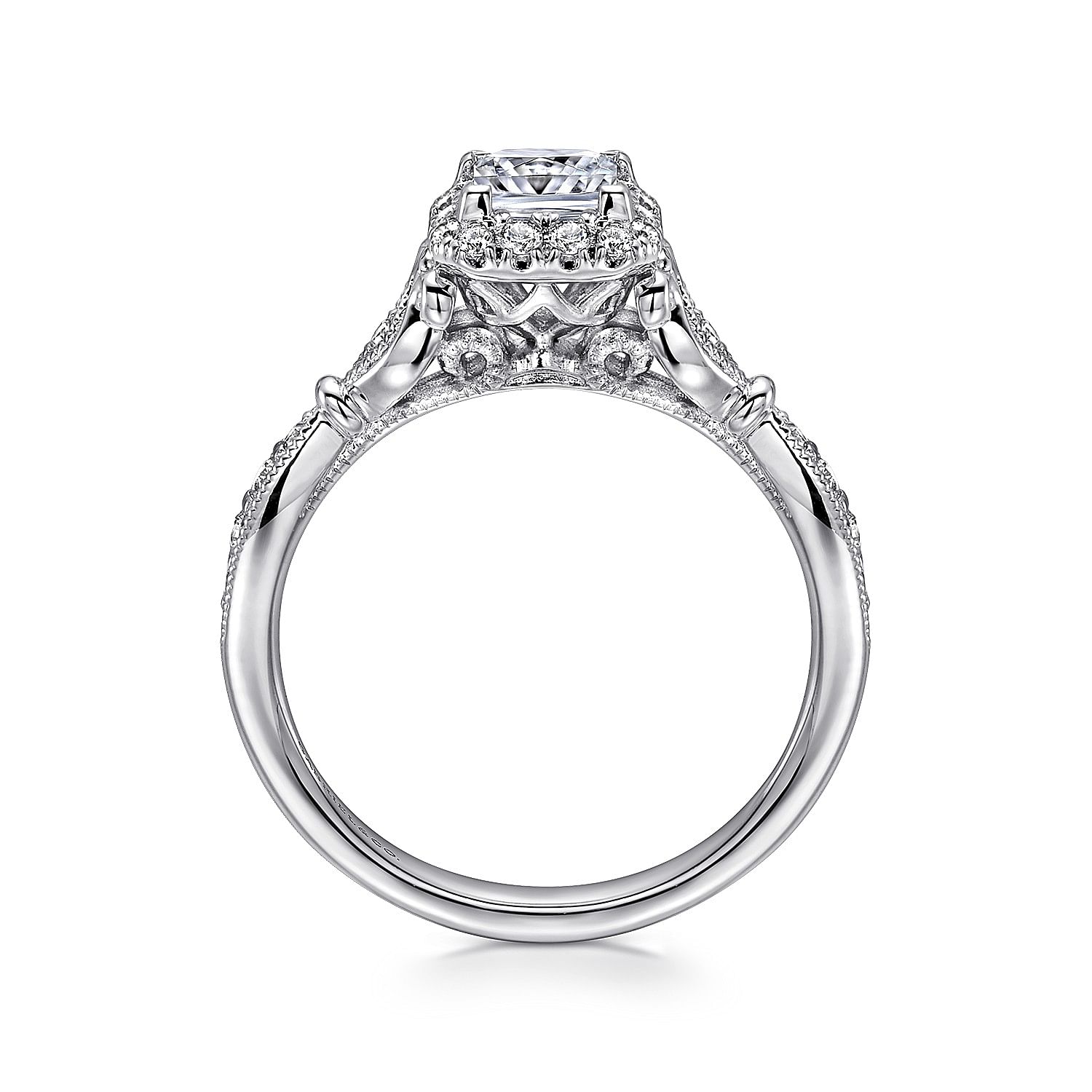 14k White Gold Princess Cut Halo Engagement Ring angle 2 14k White Gold Princess Cut Halo Engagement Ring angle 2