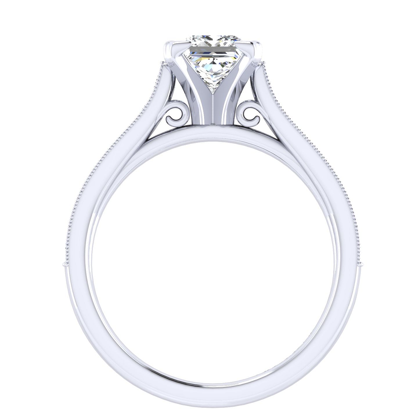 14k White Gold Princess Cut Straight Engagement Ring angle 2 14k White Gold Princess Cut Straight Engagement Ring angle 2