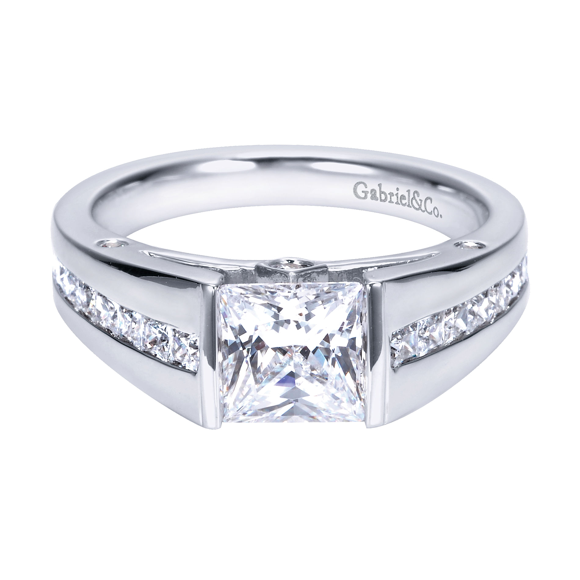 14k White Gold Princess Cut Straight Engagement Ring | ER7902W44JJ