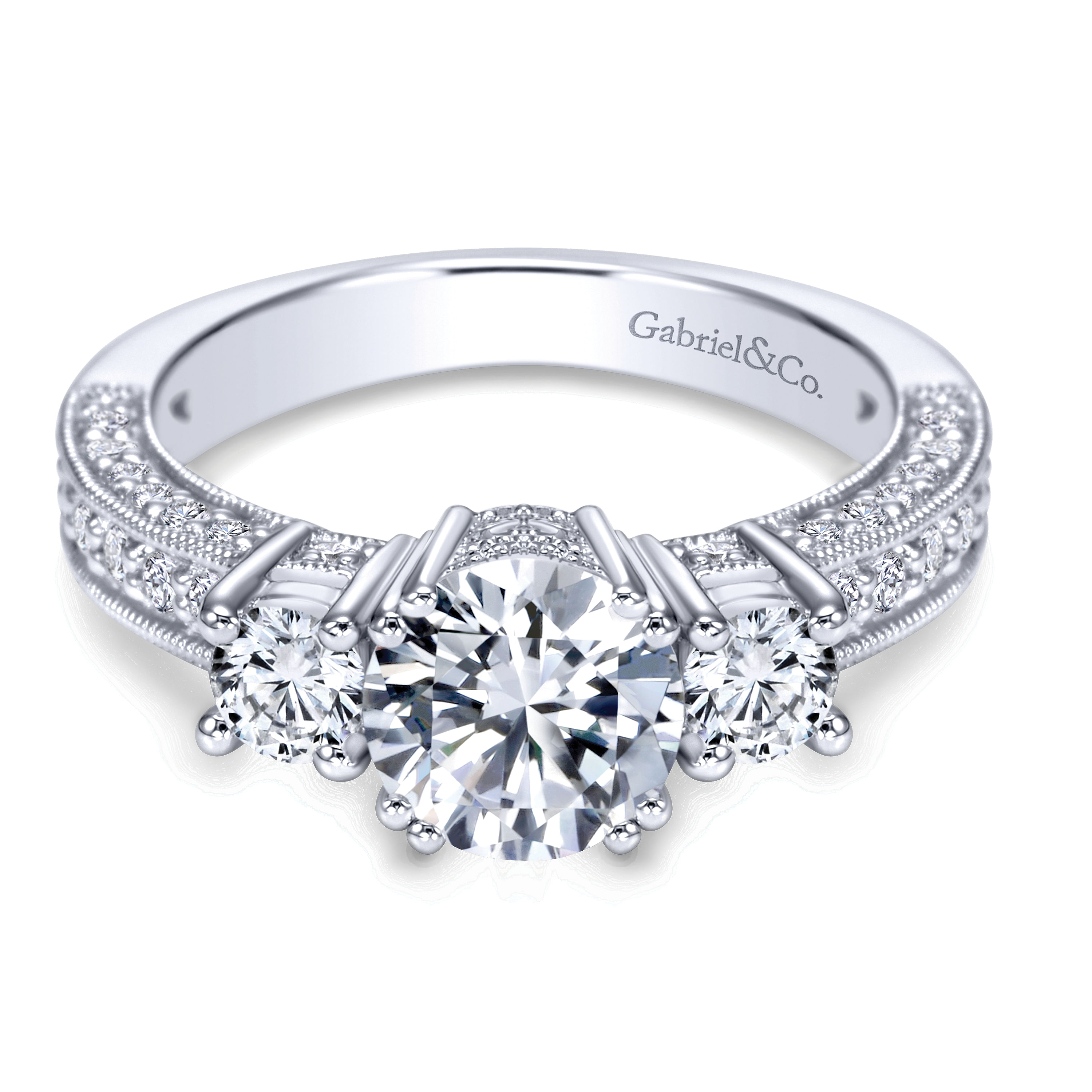 Vintage 14k White Gold Round 3 Stones Vintage 14k White Gold Round 3 Stones