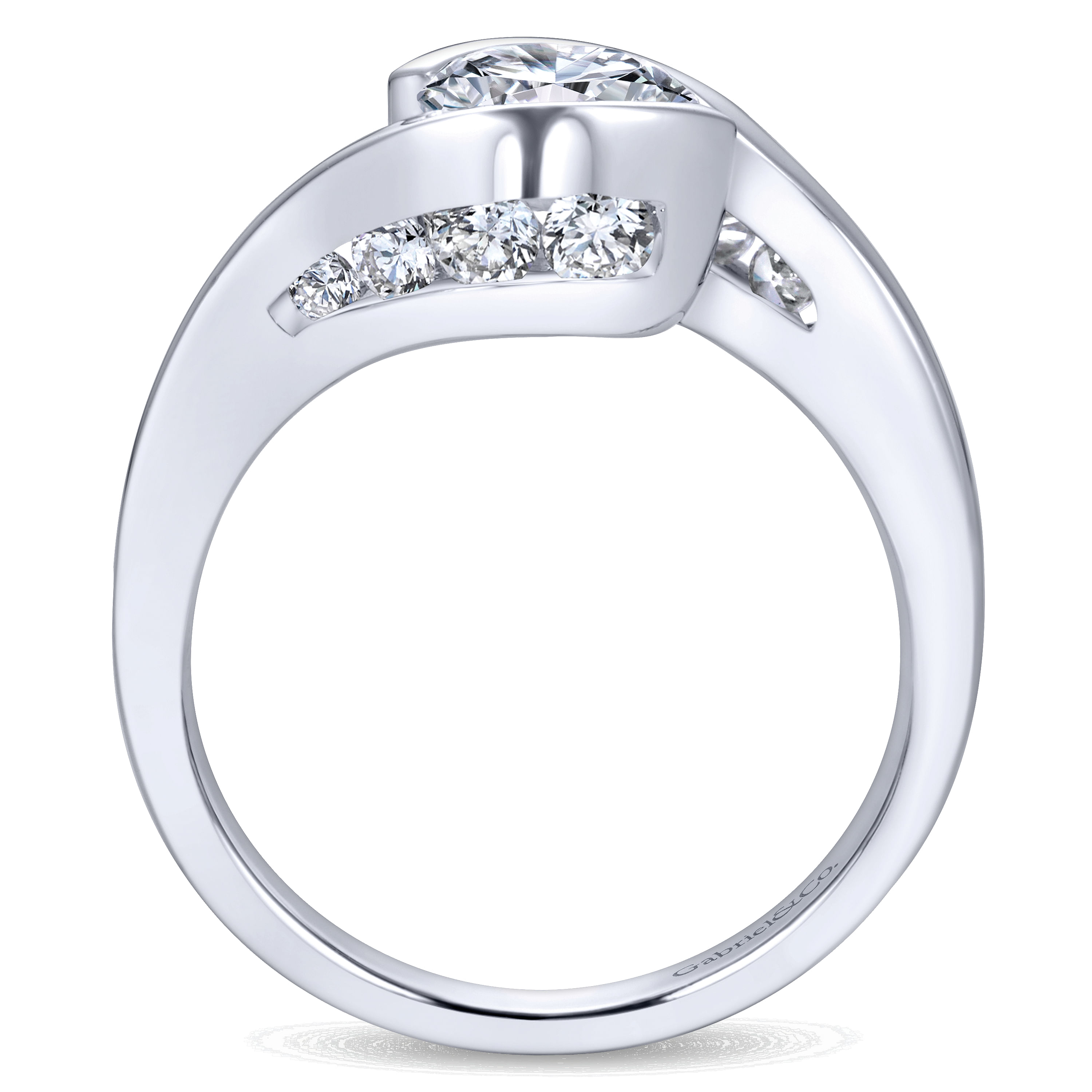 14k White Gold Round Bypass Engagement Ring angle 2 14k White Gold Round Bypass Engagement Ring angle 2