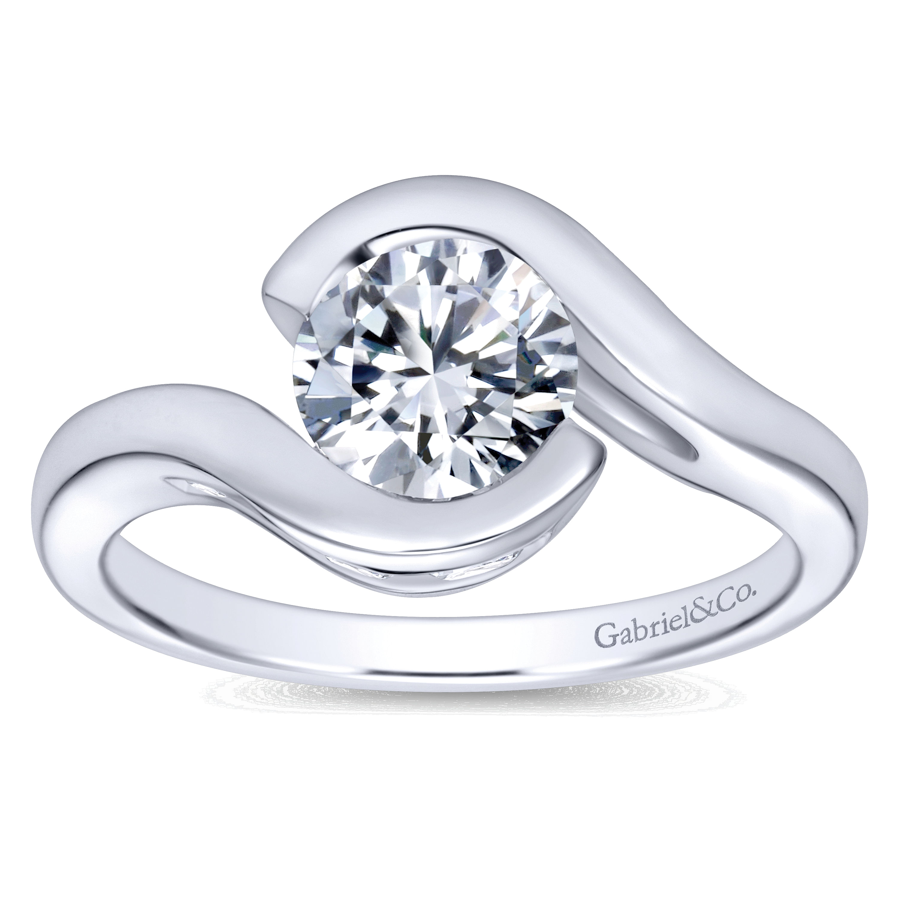 14k White Gold Round Bypass Engagement Ring angle 5 14k White Gold Round Bypass Engagement Ring angle 5