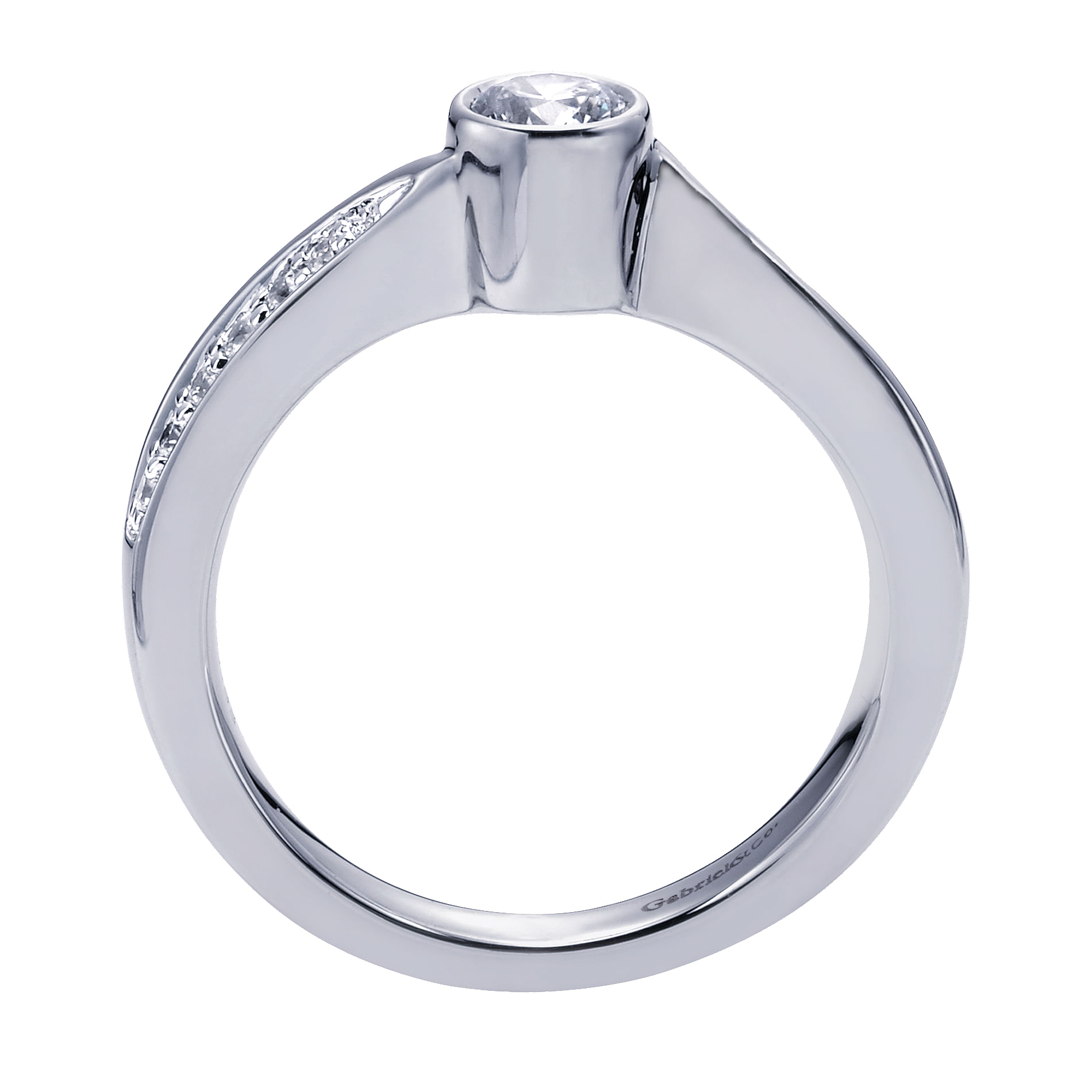 14k White Gold Round Bypass Engagement Ring angle 2 14k White Gold Round Bypass Engagement Ring angle 2