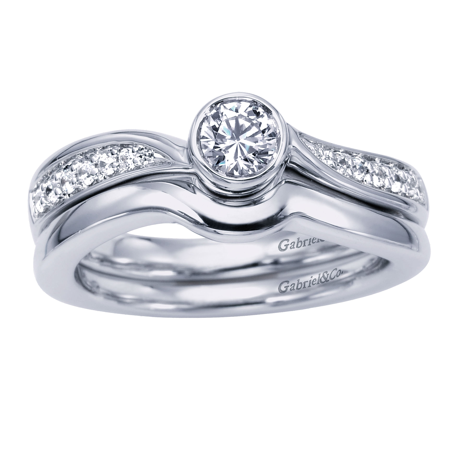 14k White Gold Round Bypass Engagement Ring angle 4 14k White Gold Round Bypass Engagement Ring angle 4