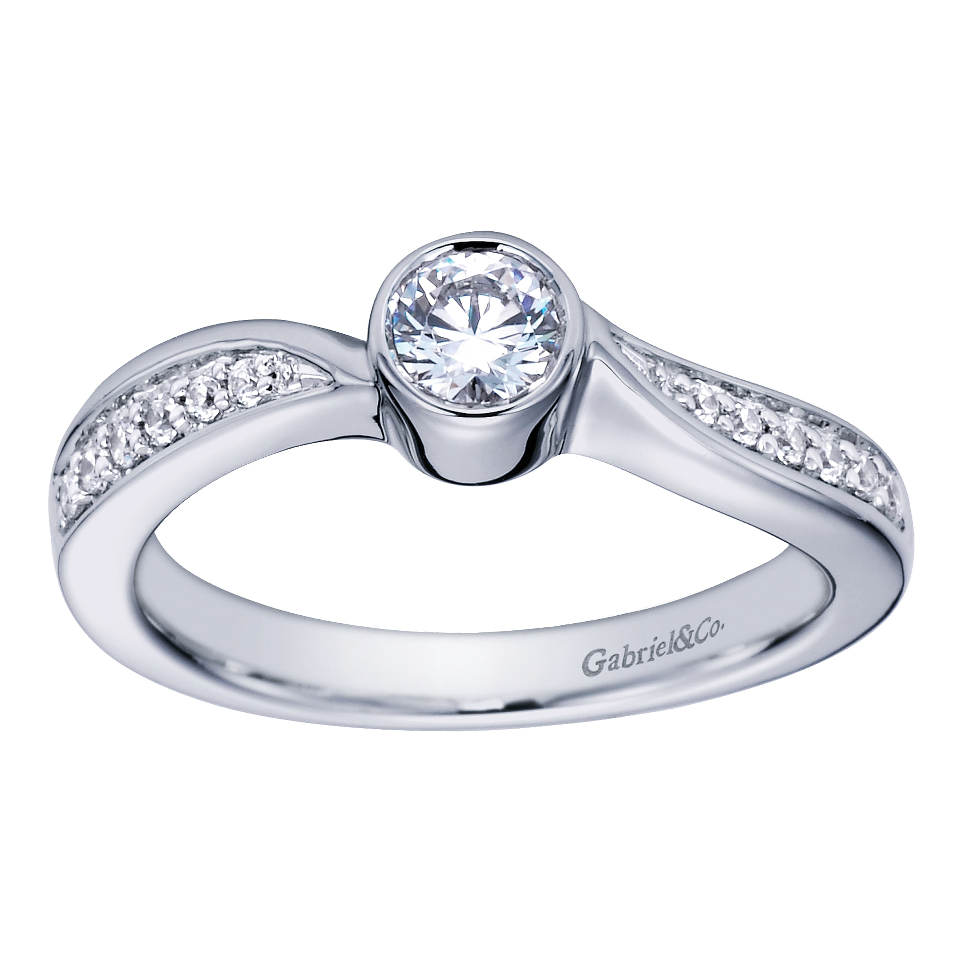 14k White Gold Round Bypass Engagement Ring angle 5 14k White Gold Round Bypass Engagement Ring angle 5