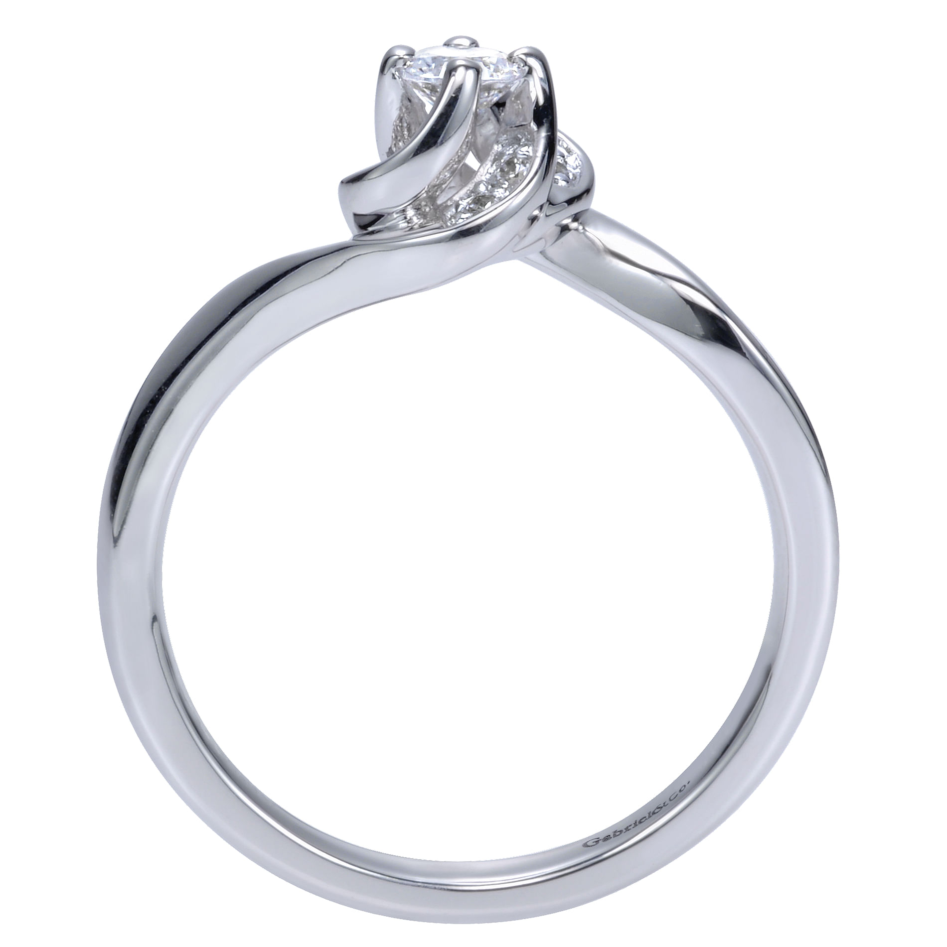 14k White Gold Round Bypass Engagement Ring angle 2 14k White Gold Round Bypass Engagement Ring angle 2