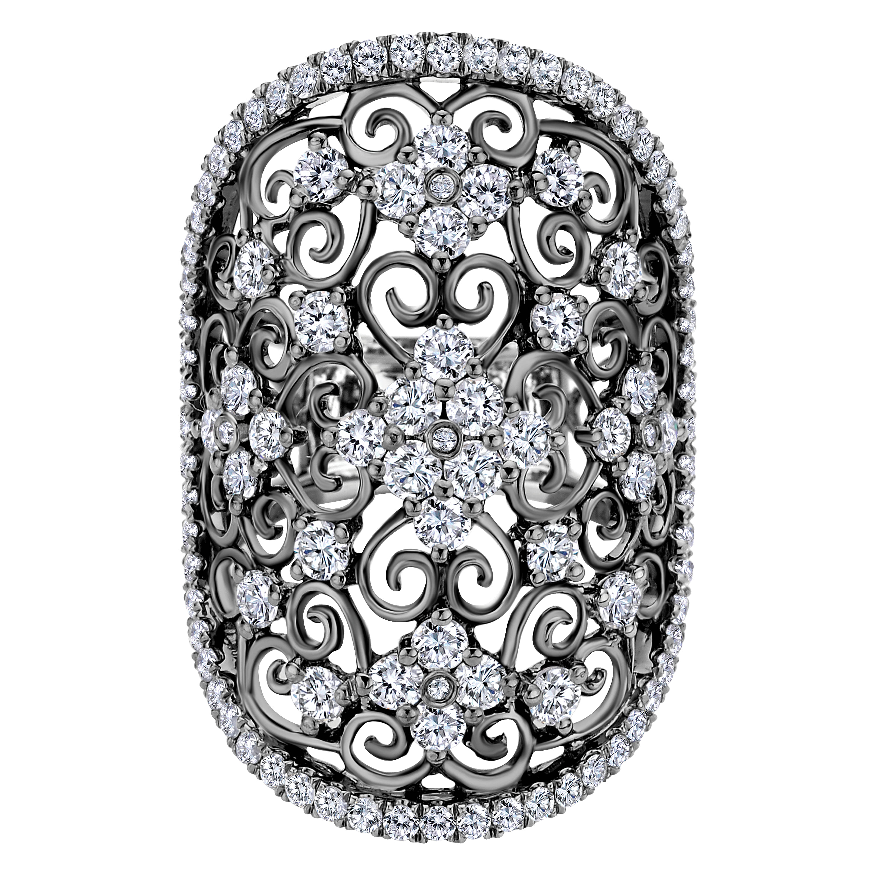 14k White Gold Round Diamond Wide Band Fashion 14k White Gold Round Diamond Wide Band Fashion