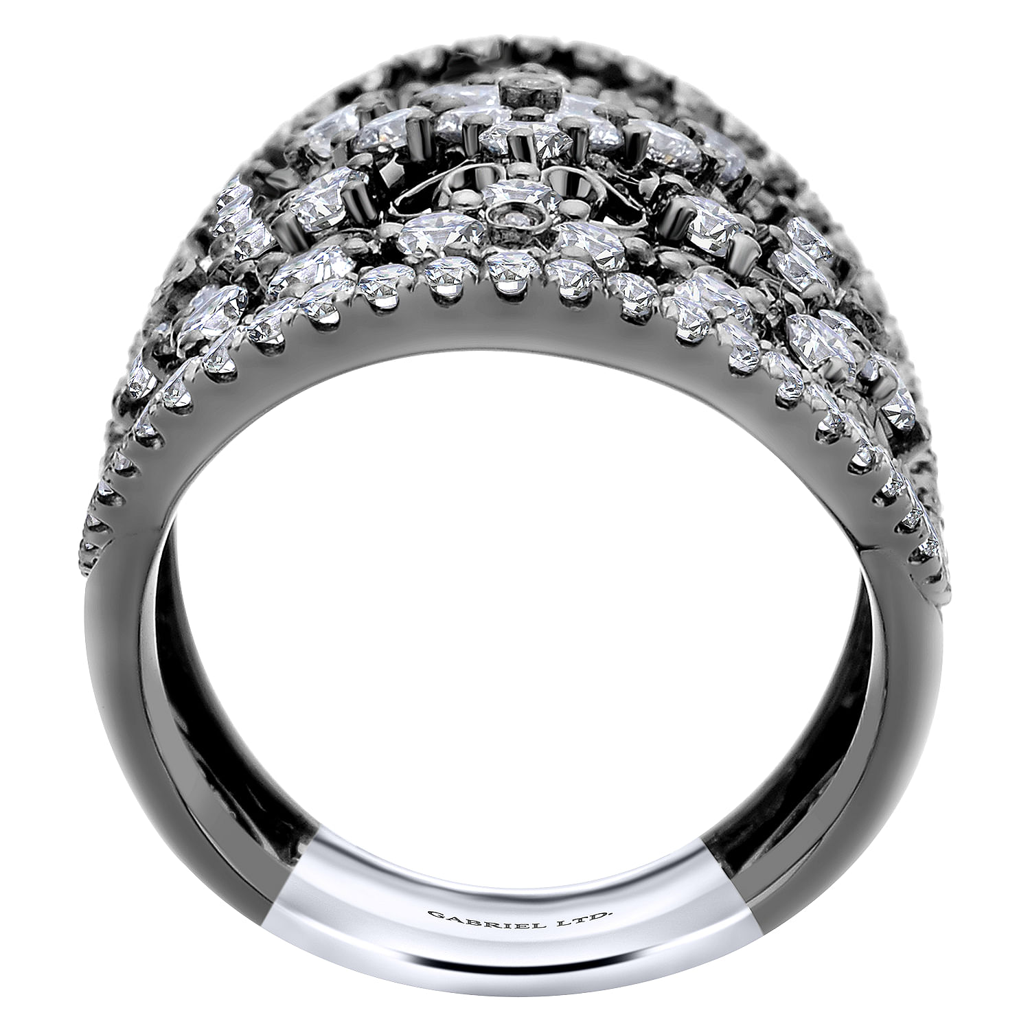 14k White Gold Round Diamond Wide Band Fashion Ladies 14k White Gold Round Diamond Wide Band Fashion Ladies