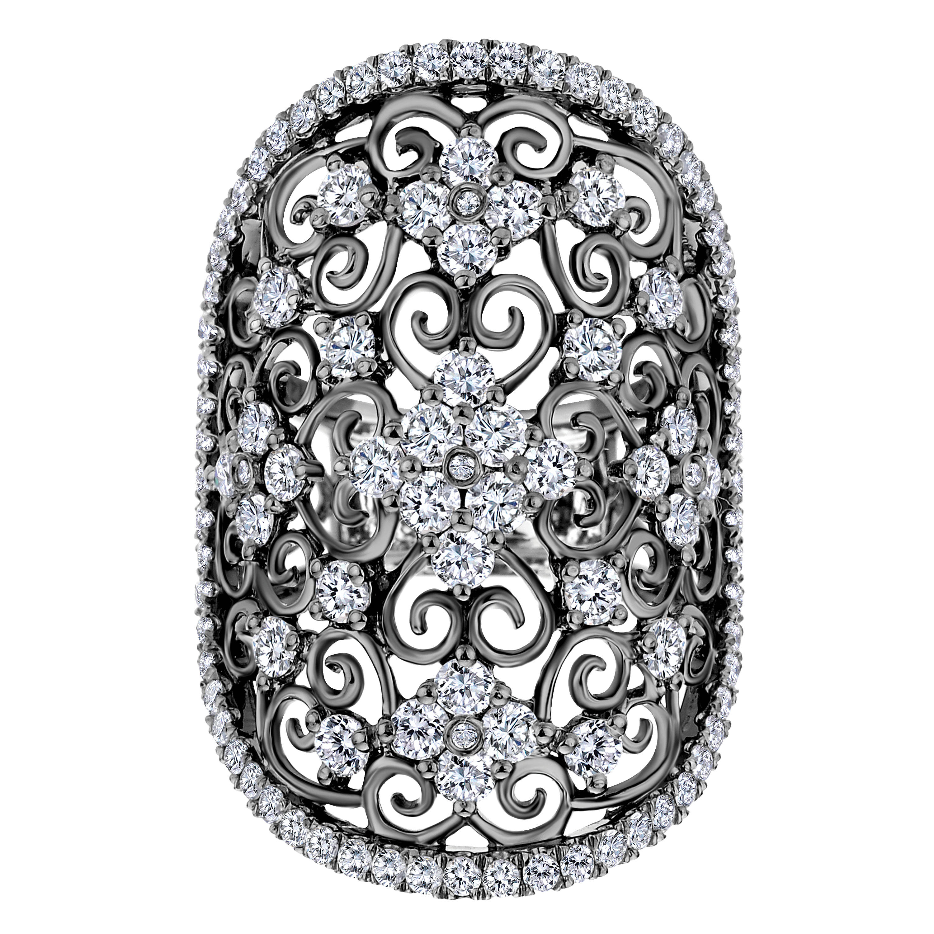 14k White Gold Round Diamond Wide Band Fashion Ladies 14k White Gold Round Diamond Wide Band Fashion Ladies