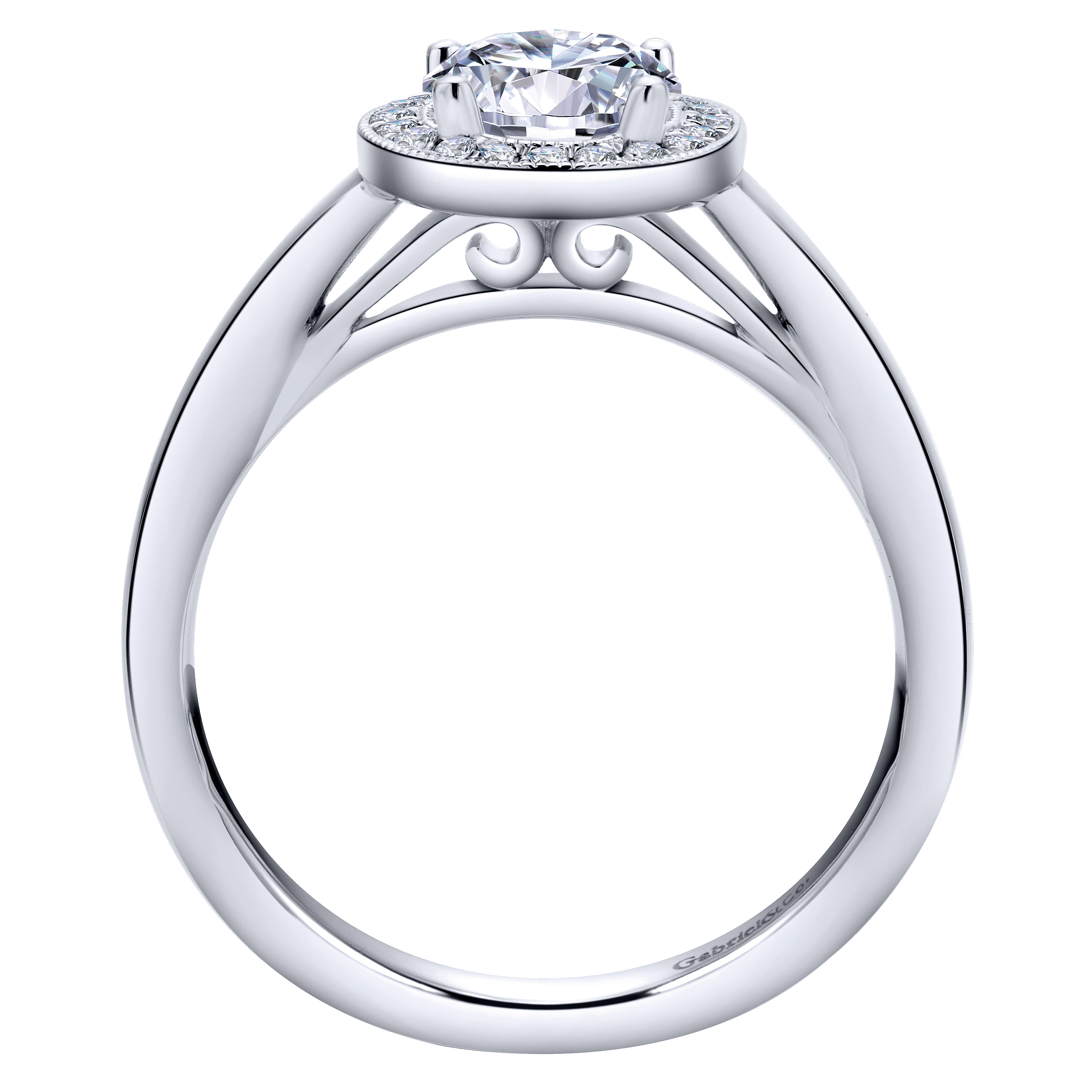 14k White Gold Round Halo Engagement Ring angle 2 14k White Gold Round Halo Engagement Ring angle 2