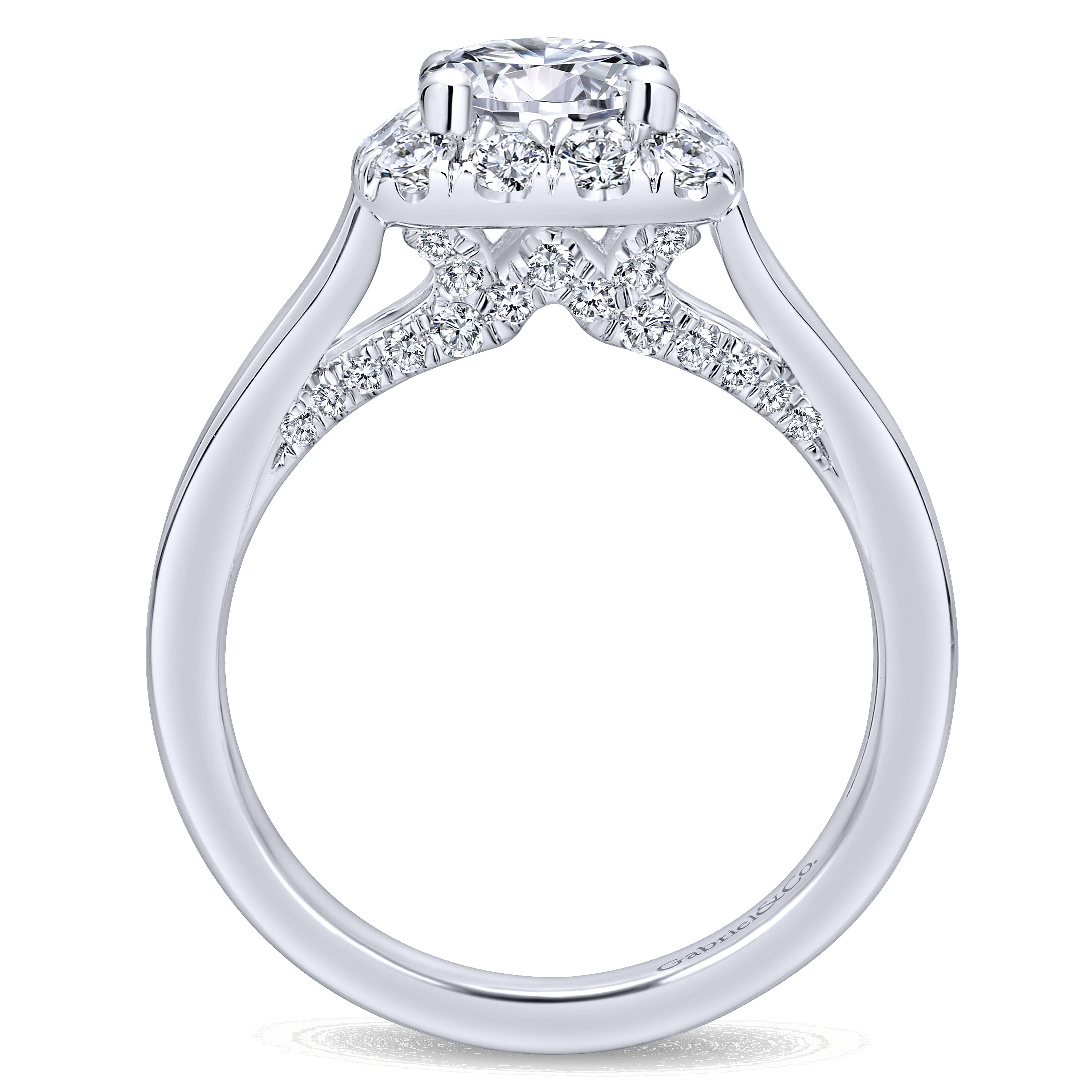 14k White Gold Round Halo Engagement Ring angle 2 14k White Gold Round Halo Engagement Ring angle 2