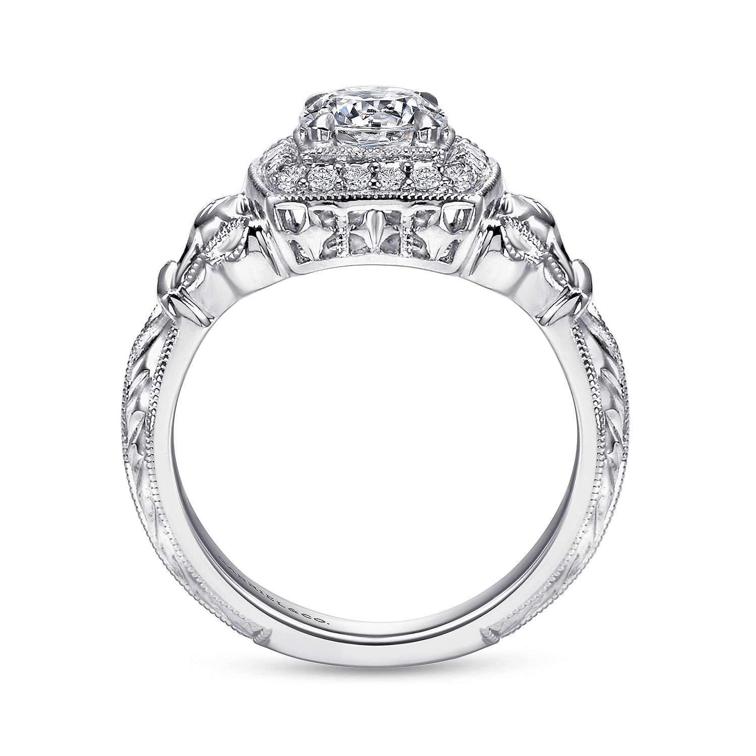 14k White Gold Round Halo Engagement Ring angle 2 14k White Gold Round Halo Engagement Ring angle 2