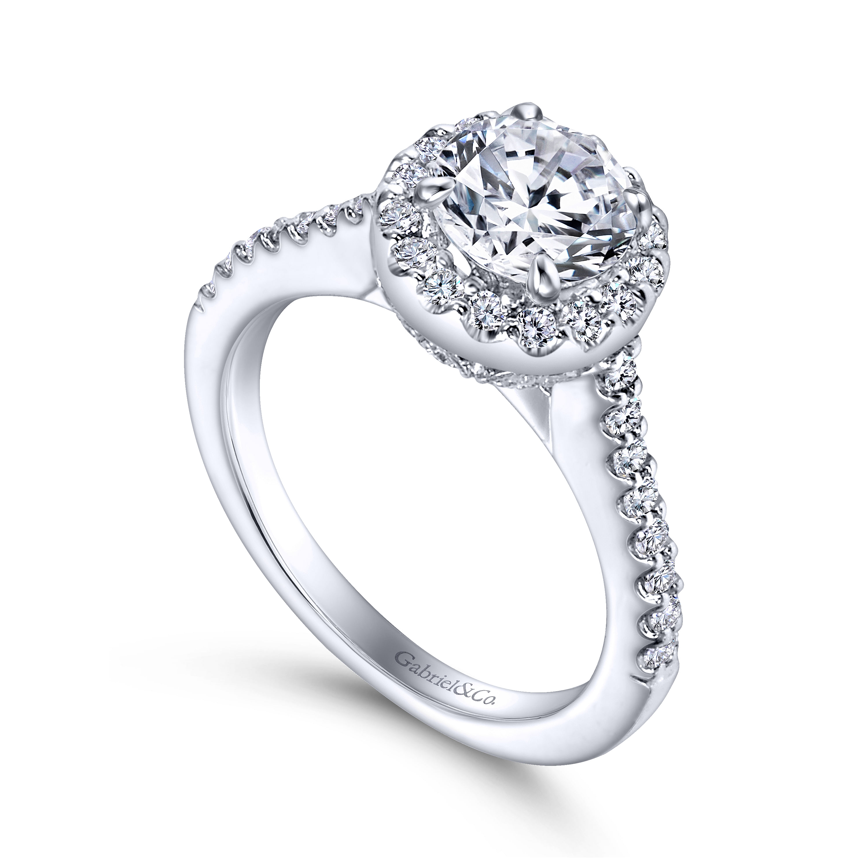 14k White Gold Round Halo Engagement Ring | ER5832W44JJ