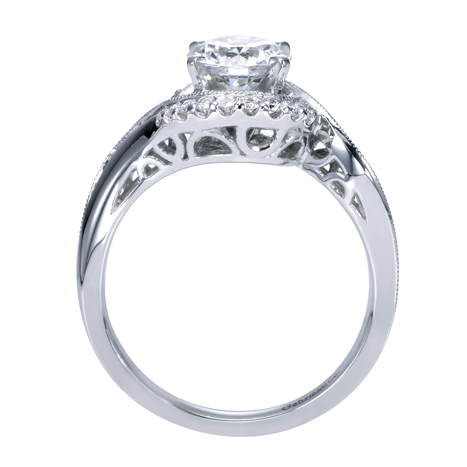 14k White Gold Round Halo Engagement Ring angle 2 14k White Gold Round Halo Engagement Ring angle 2