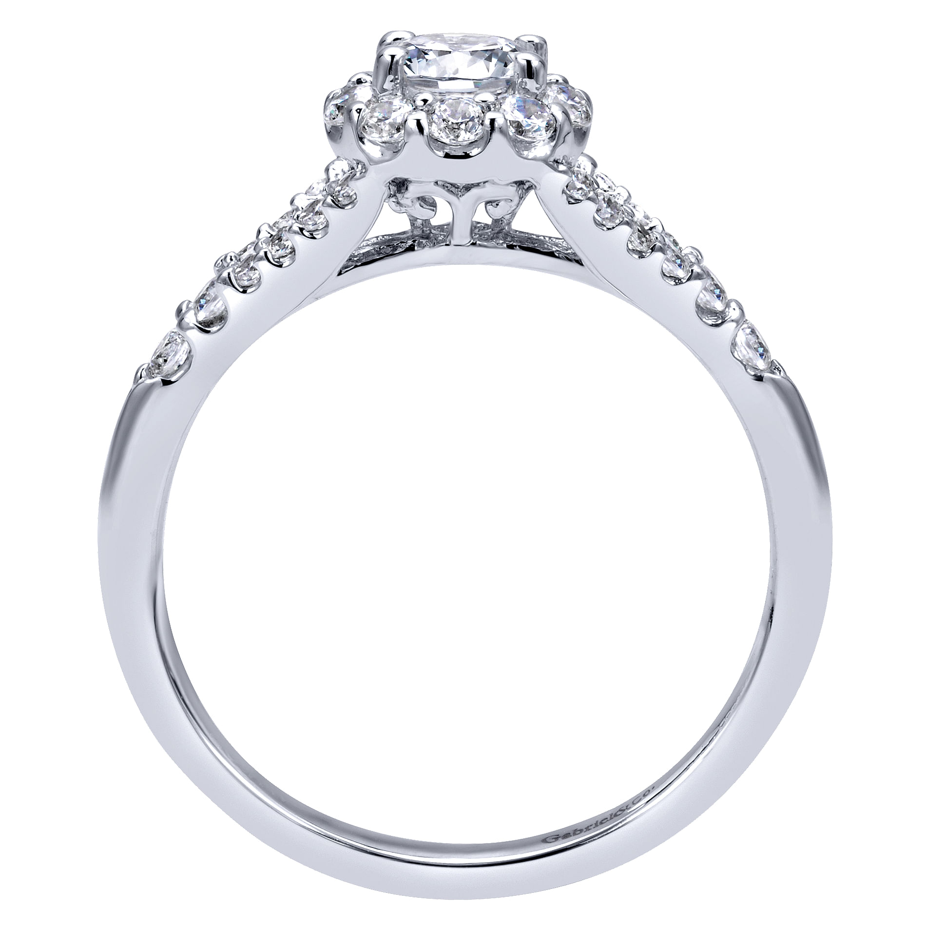 14k White Gold Round Halo Engagement Ring angle 2 14k White Gold Round Halo Engagement Ring angle 2