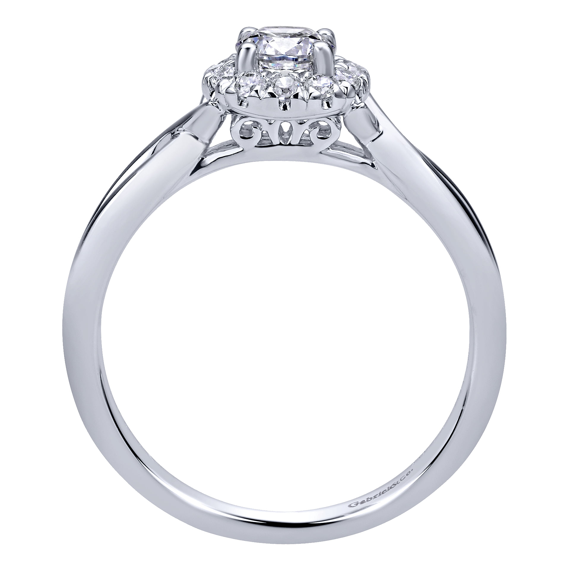 14k White Gold Round Halo Engagement Ring angle 2 14k White Gold Round Halo Engagement Ring angle 2