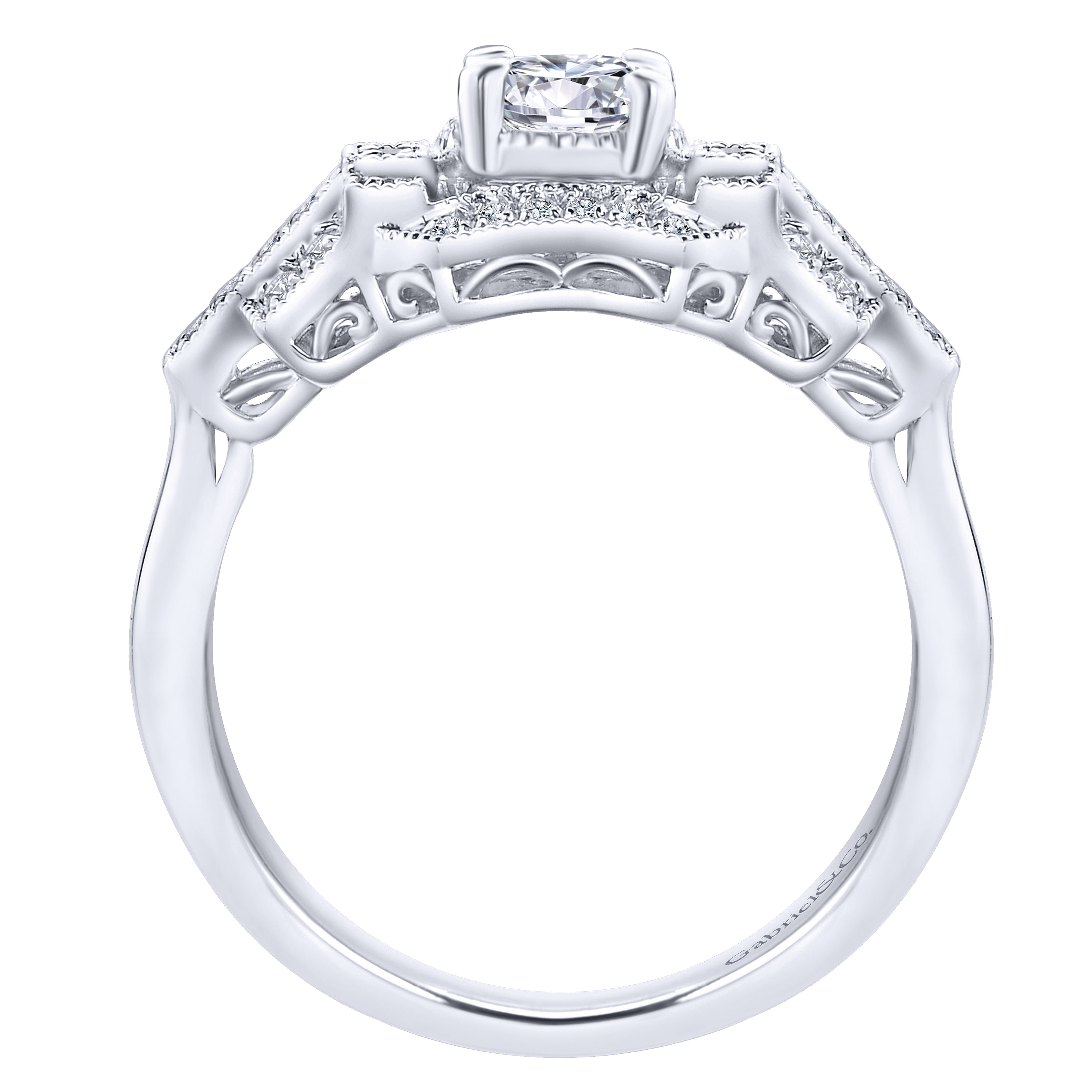 14k White Gold Round Halo Engagement Ring angle 2 14k White Gold Round Halo Engagement Ring angle 2