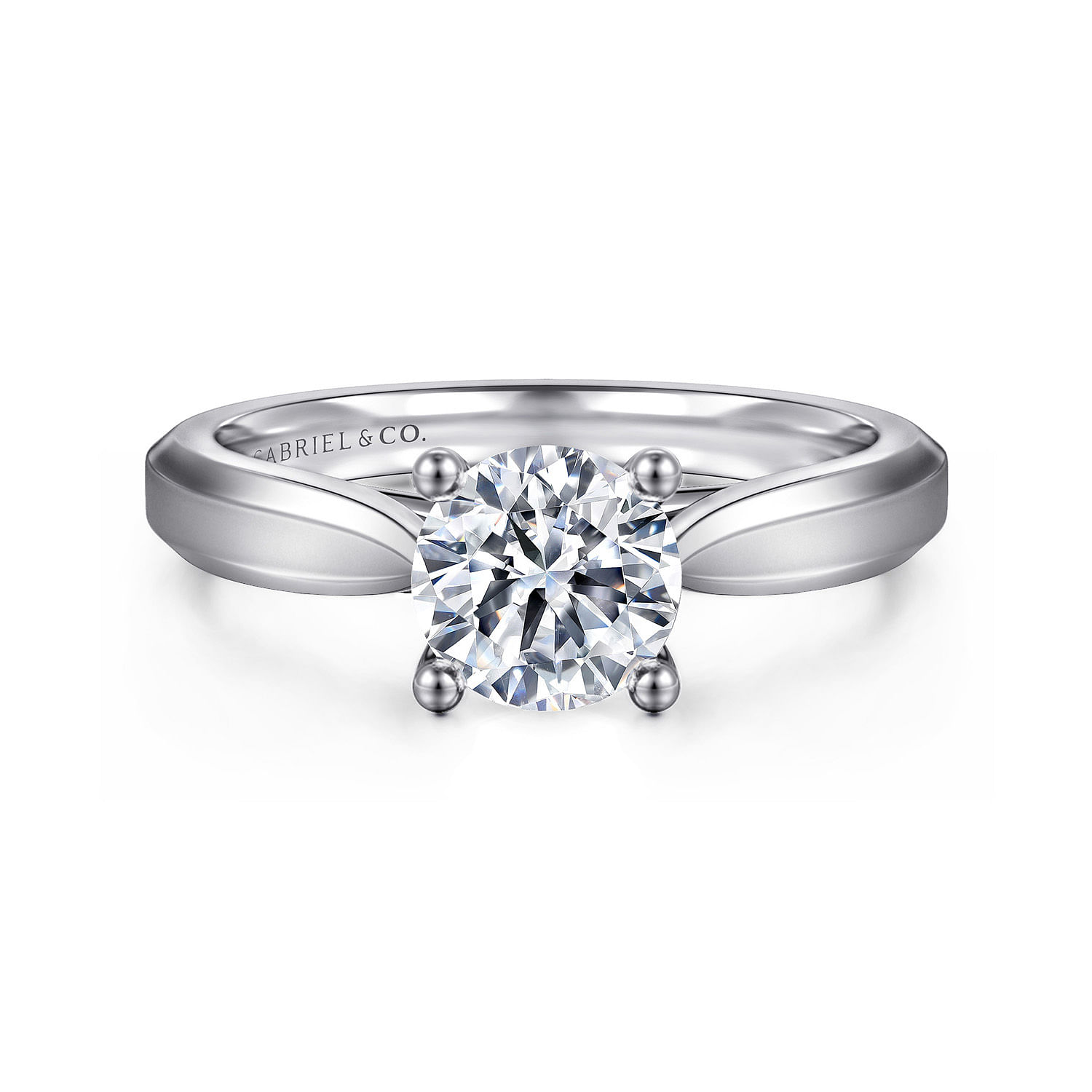 14k White Gold Round Solitaire with Trellis Setting 14k White Gold Round Solitaire with Trellis Setting