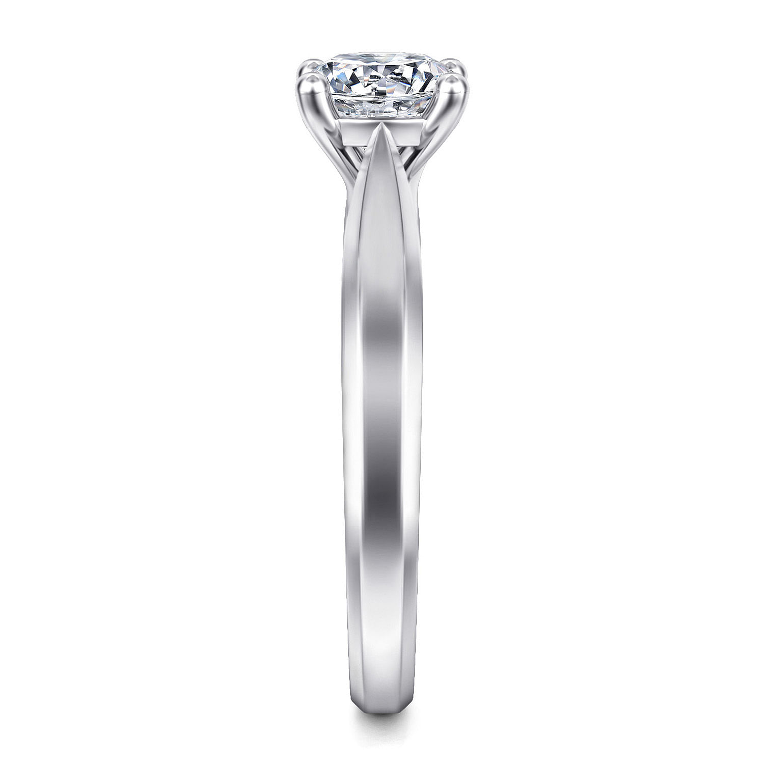 14k White Gold Round Solitaire Engagement Ring with Trellis Setting angle 5 14k White Gold Round Solitaire Engagement Ring with Trellis Setting angle 5