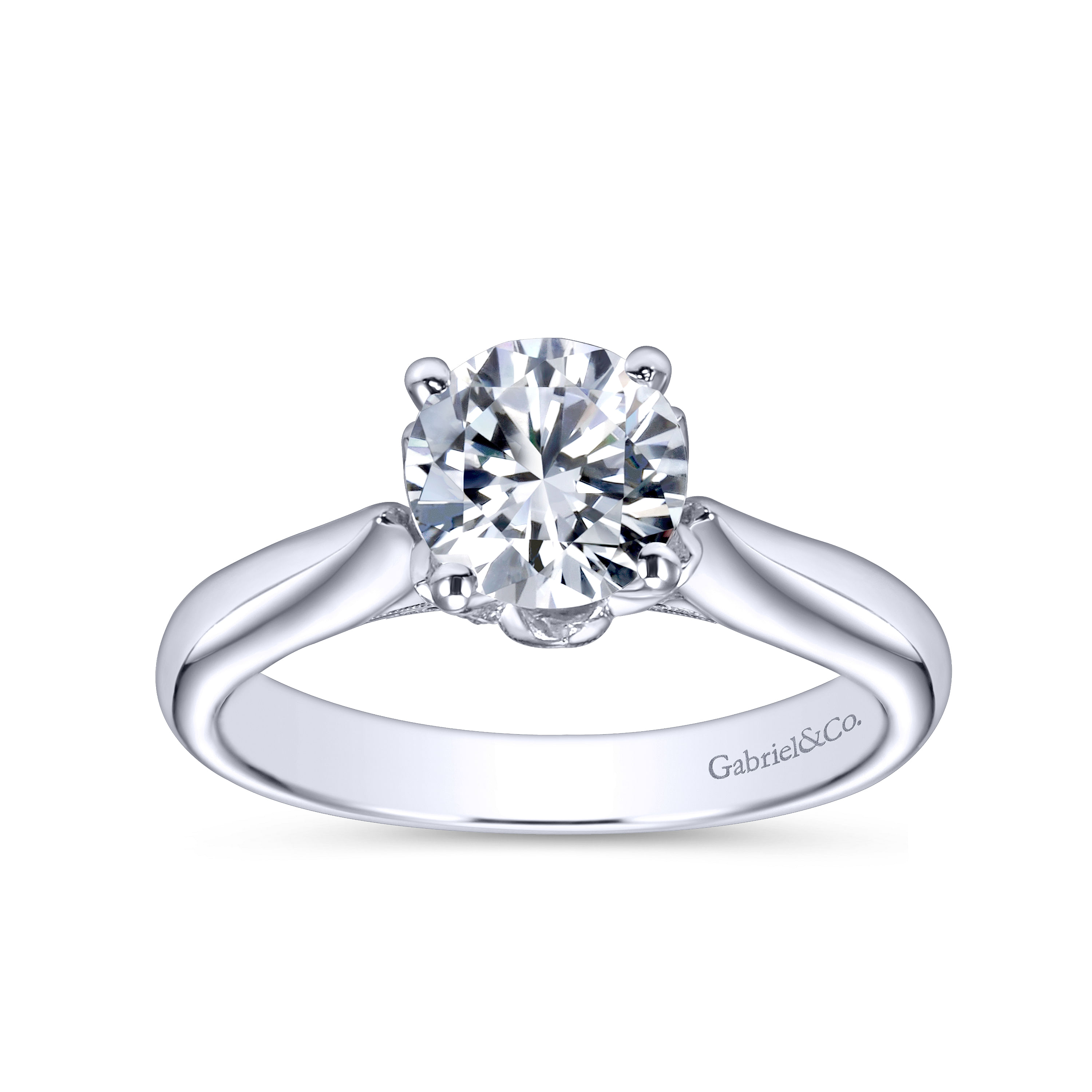 14k White Gold Round Solitaire Engagement Ring angle 5 14k White Gold Round Solitaire Engagement Ring angle 5