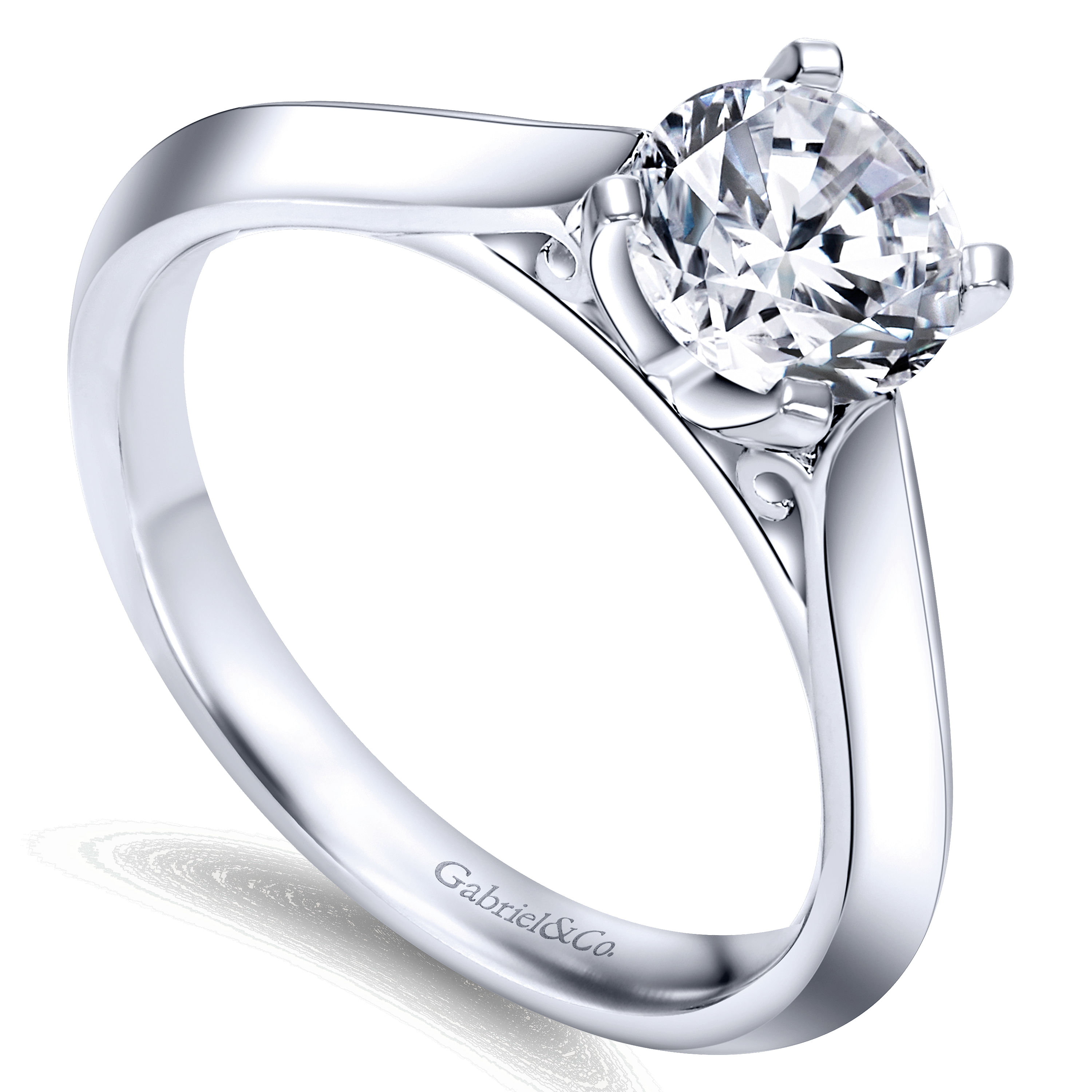 14k White Gold Round Solitaire Engagement Ring angle 3 14k White Gold Round Solitaire Engagement Ring angle 3