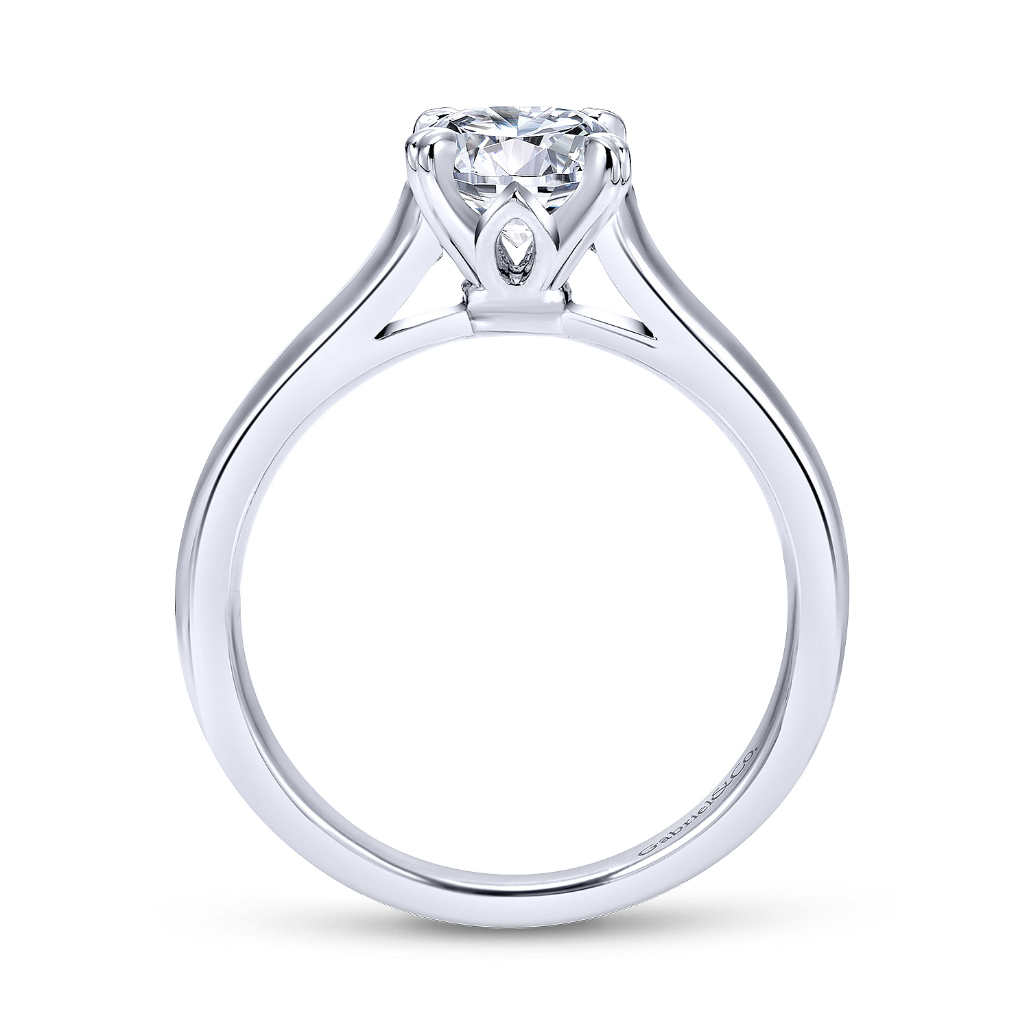 14k White Gold Round Solitaire Engagement Ring angle 2 14k White Gold Round Solitaire Engagement Ring angle 2