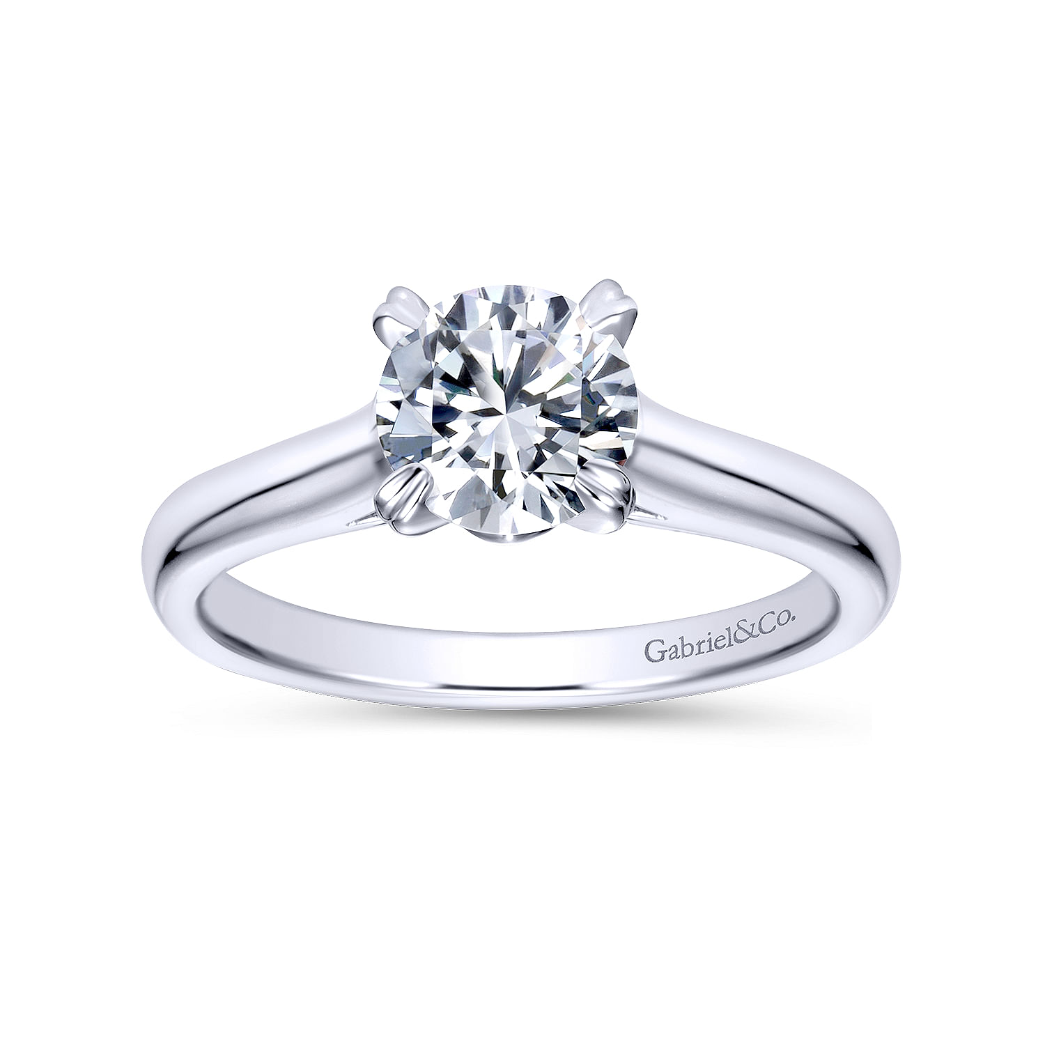 14k White Gold Round Solitaire Engagement Ring angle 5 14k White Gold Round Solitaire Engagement Ring angle 5