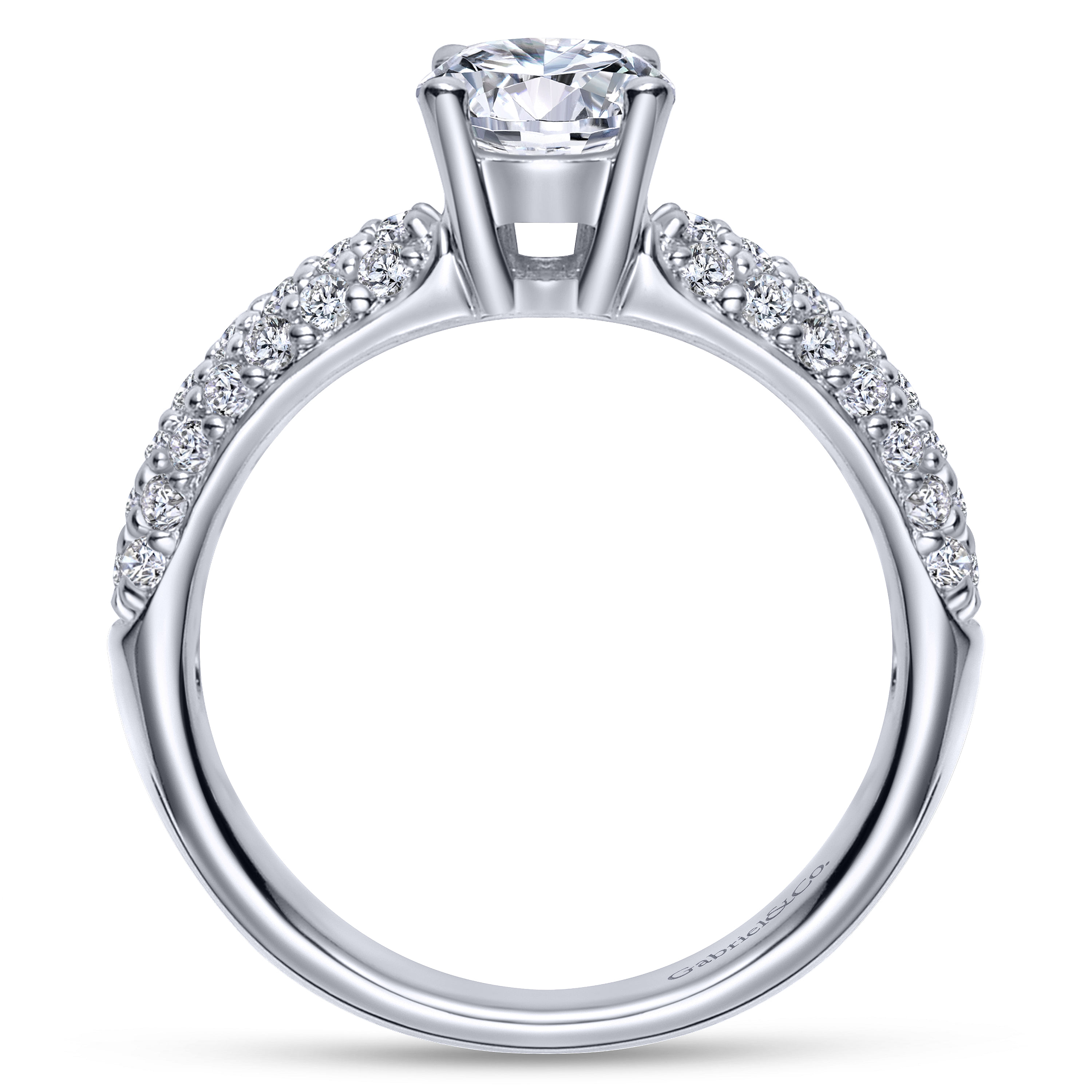 14k White Gold Round Straight Engagement Ring angle 2 14k White Gold Round Straight Engagement Ring angle 2