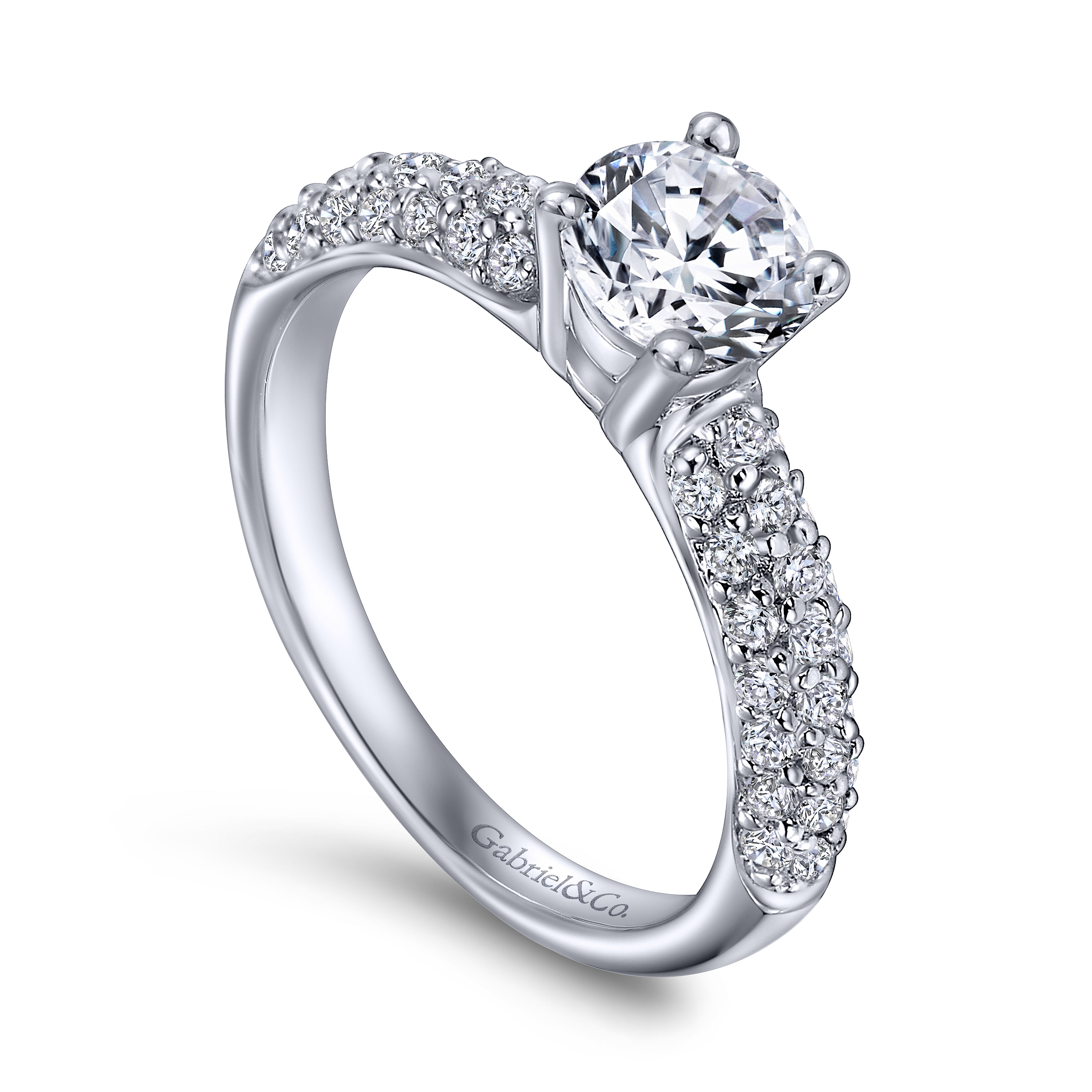 14k White Gold Round Straight Engagement Ring angle 3 14k White Gold Round Straight Engagement Ring angle 3