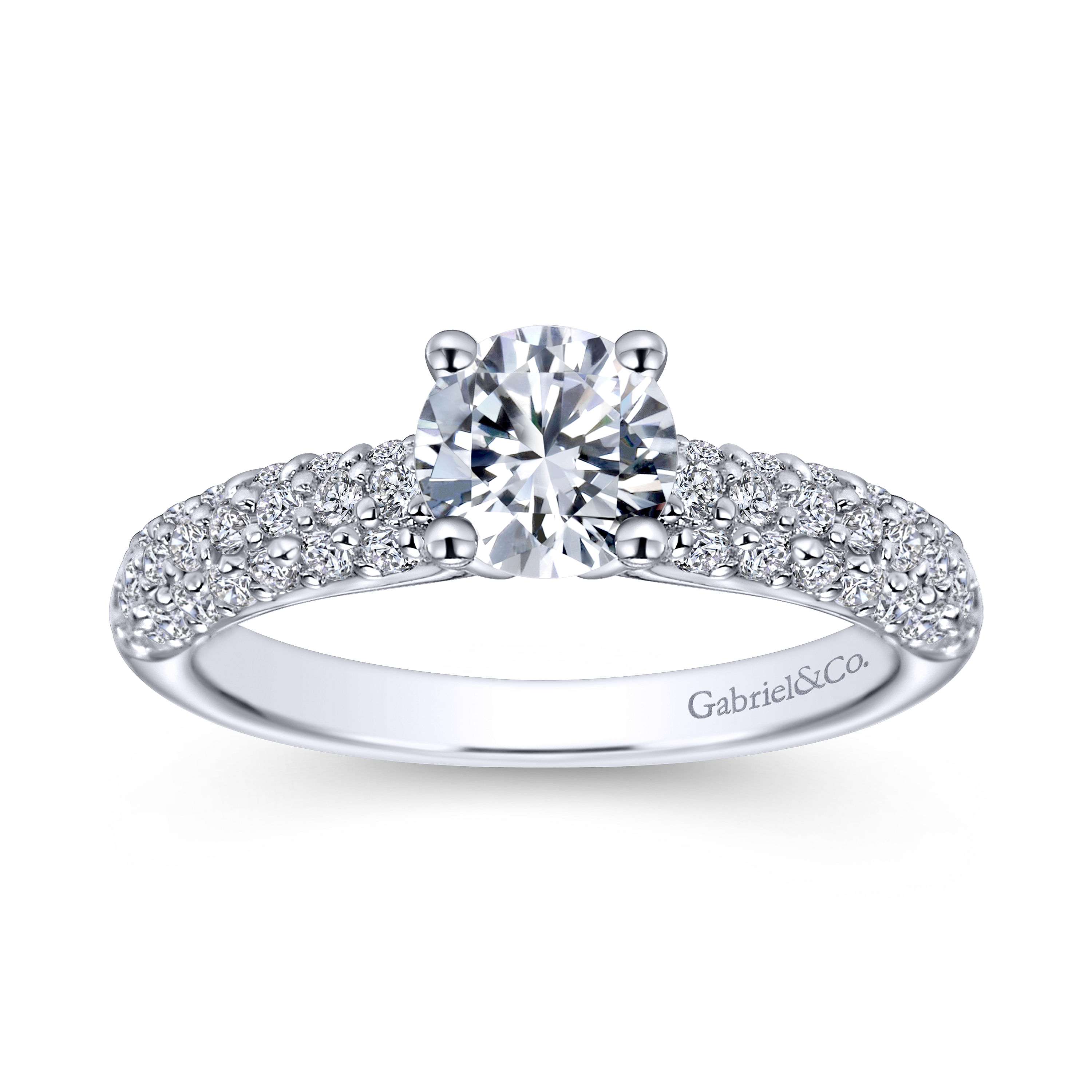 14k White Gold Round Straight Engagement Ring angle 5 14k White Gold Round Straight Engagement Ring angle 5