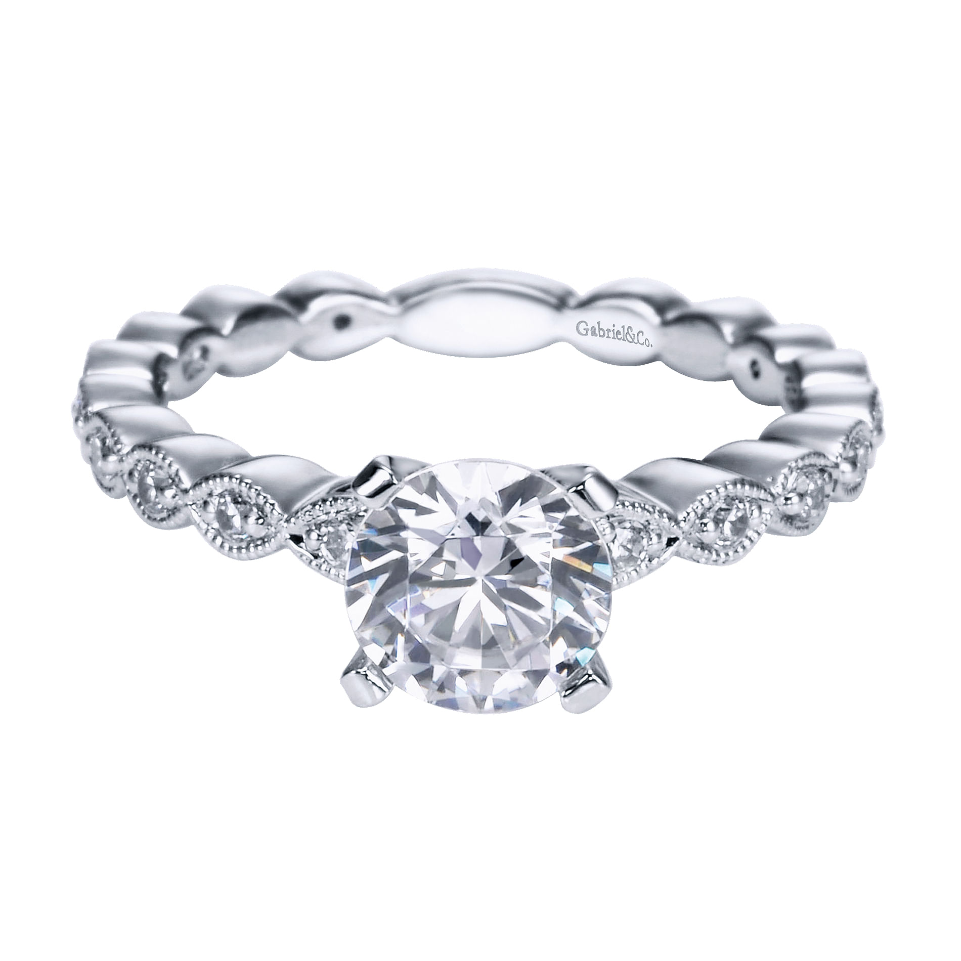 Vintage 14k White Gold Round Straight Vintage 14k White Gold Round Straight