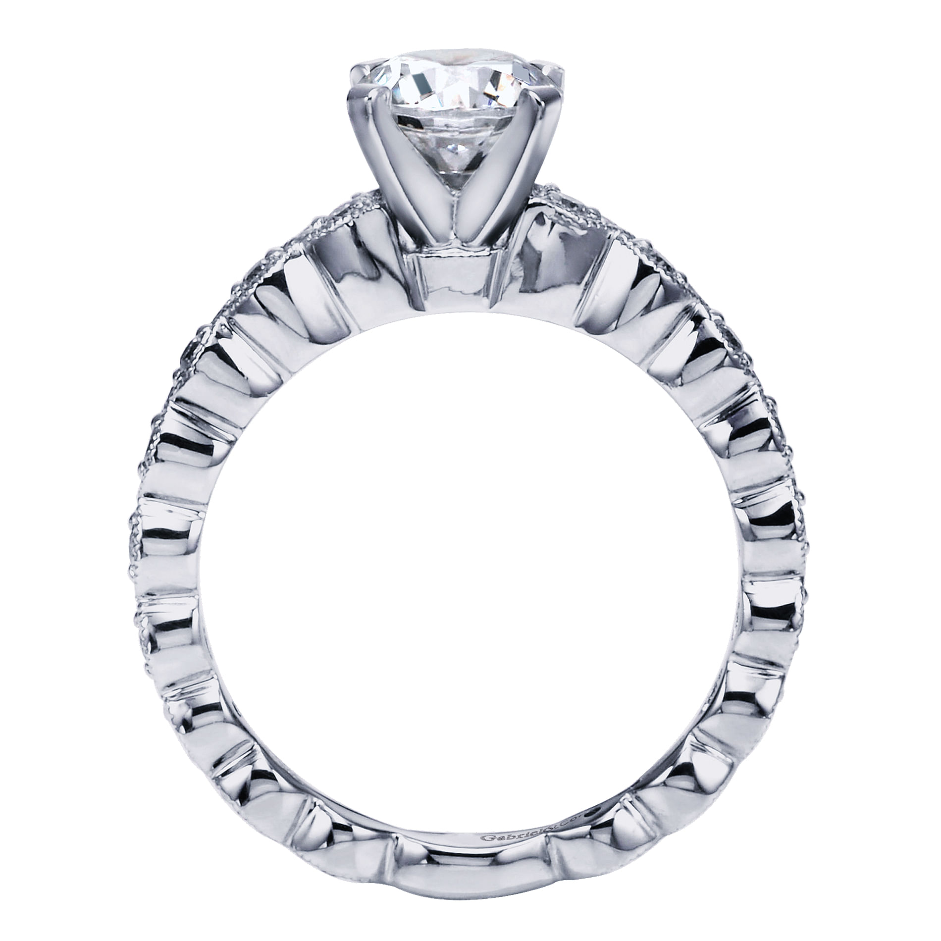 14k White Gold Round Straight Engagement Ring angle 2 14k White Gold Round Straight Engagement Ring angle 2