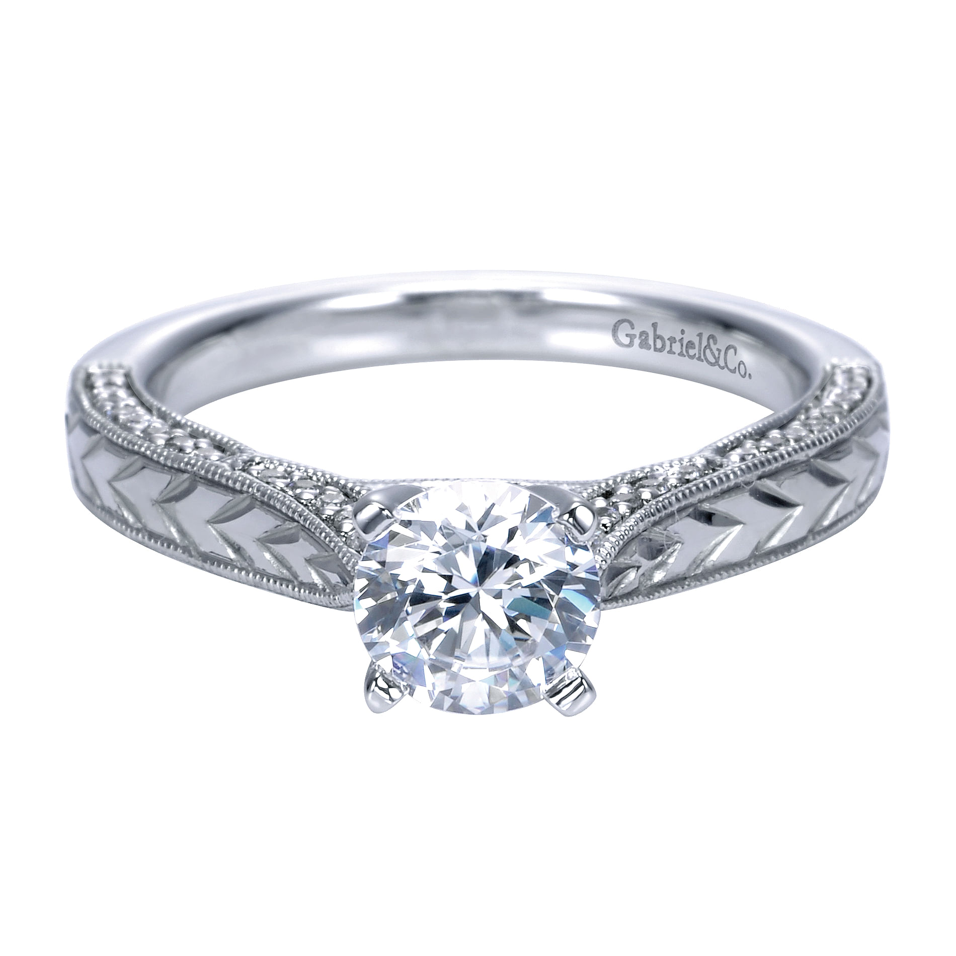 Vintage 14k White Gold Round Straight Vintage 14k White Gold Round Straight