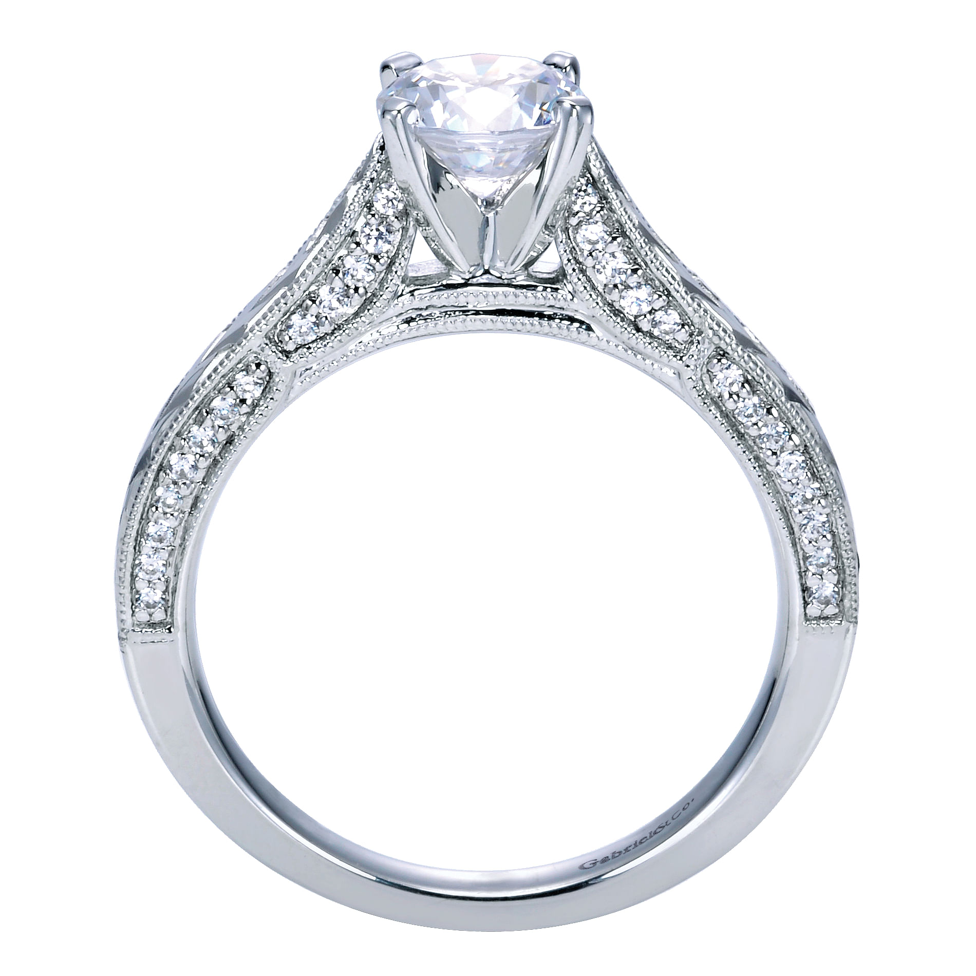 14k White Gold Round Straight Engagement Ring angle 2 14k White Gold Round Straight Engagement Ring angle 2