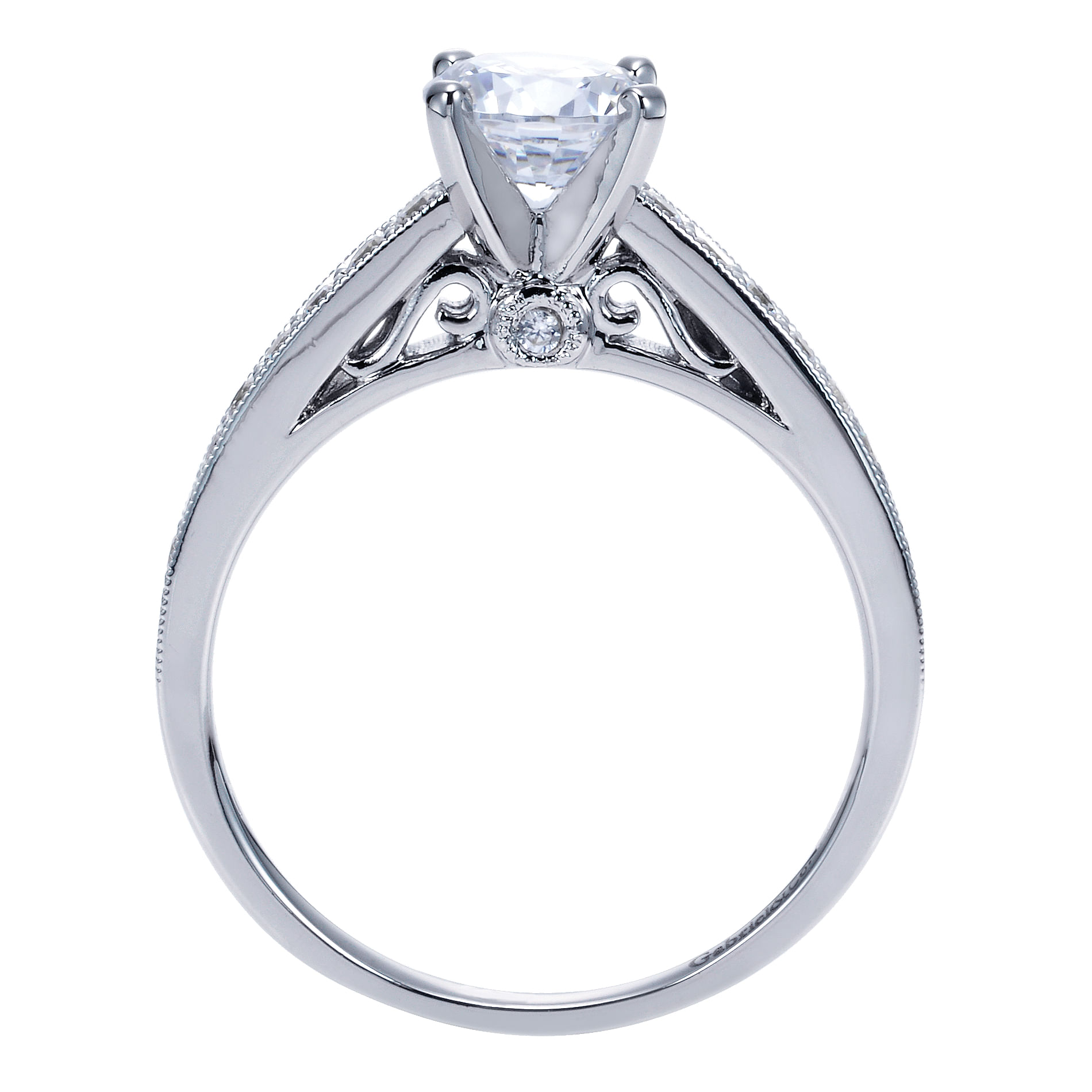 14k White Gold Round Straight Engagement Ring angle 2 14k White Gold Round Straight Engagement Ring angle 2