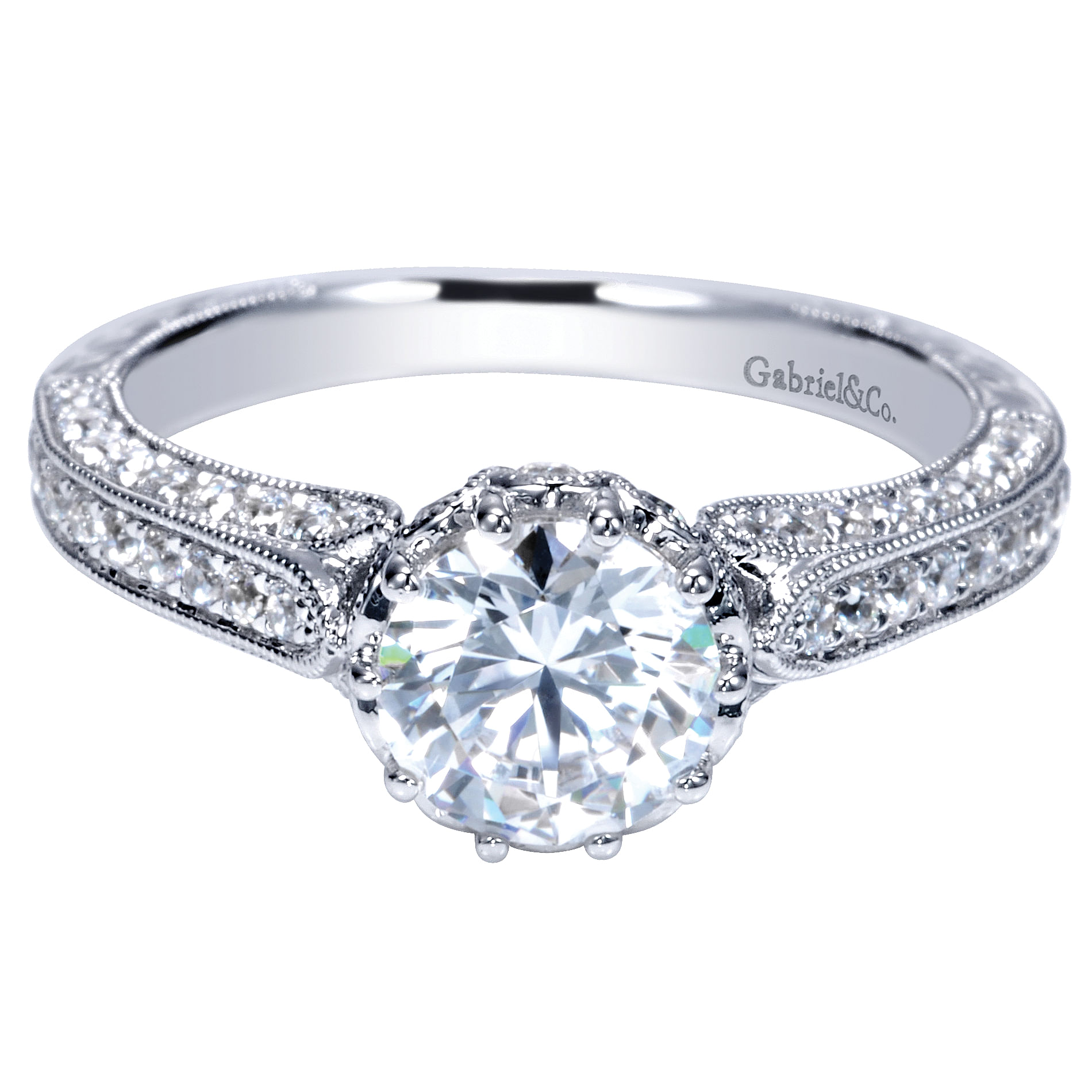 Vintage 14k White Gold Round Straight Vintage 14k White Gold Round Straight