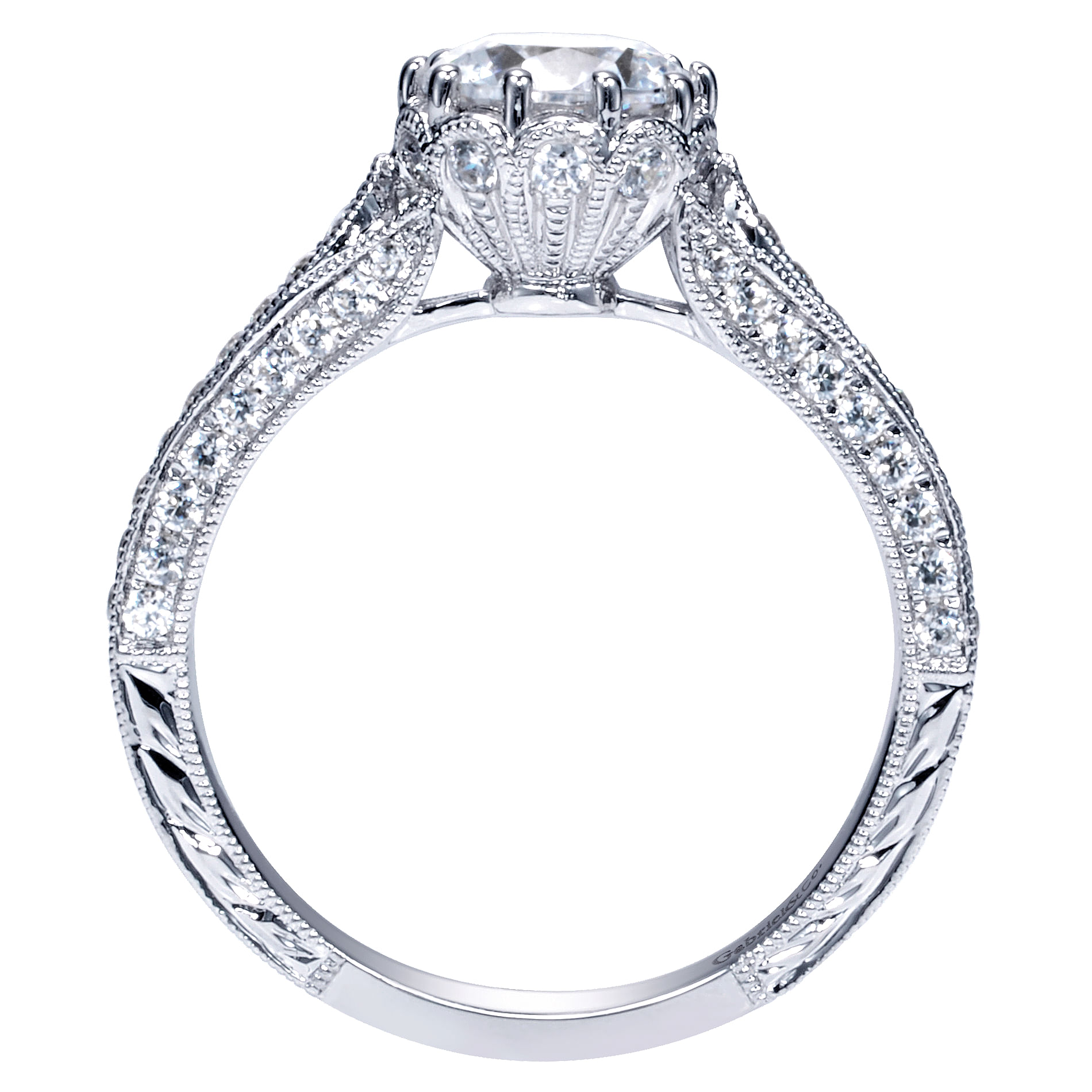 14k White Gold Round Straight Engagement Ring angle 2 14k White Gold Round Straight Engagement Ring angle 2