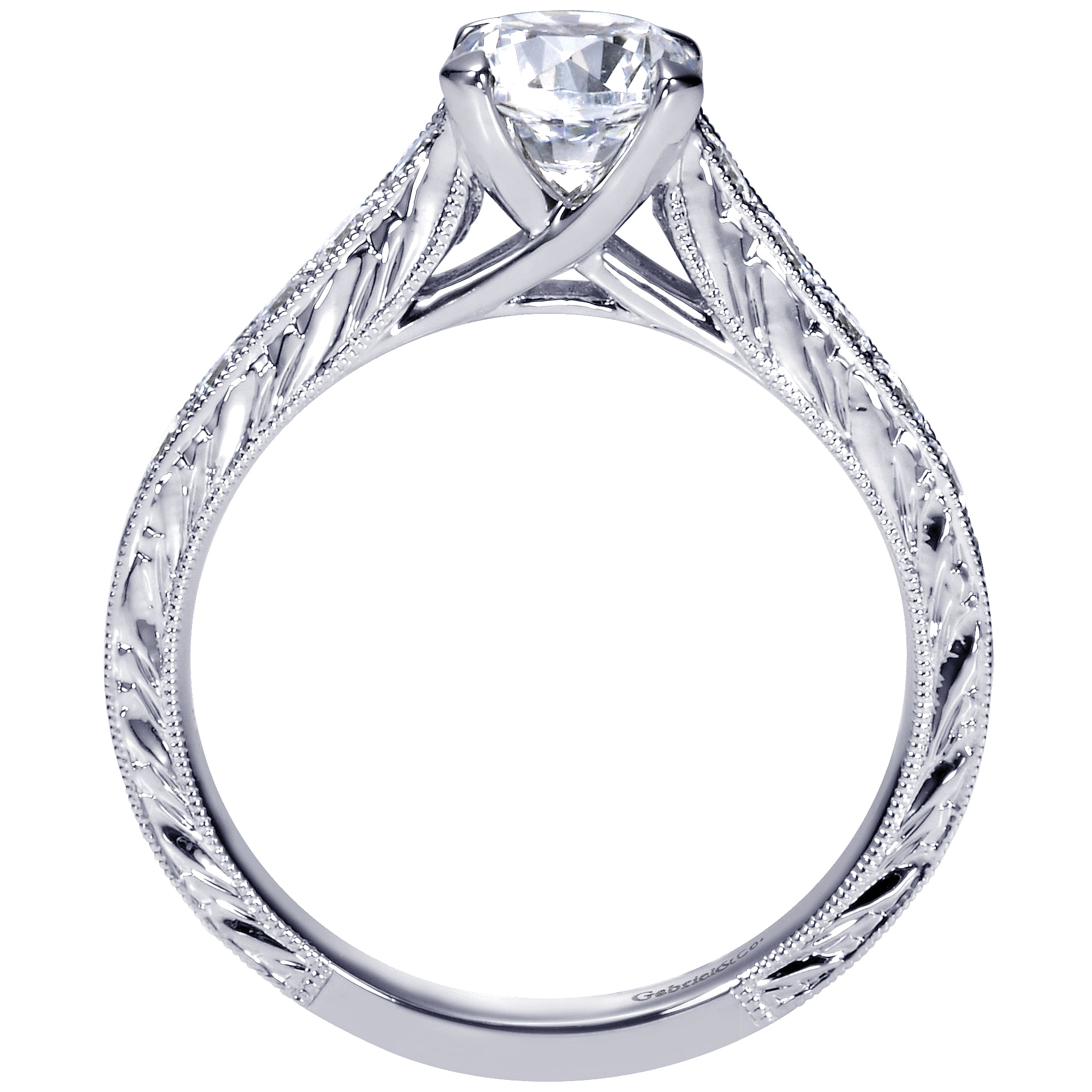 14k White Gold Round Straight Engagement Ring angle 2 14k White Gold Round Straight Engagement Ring angle 2