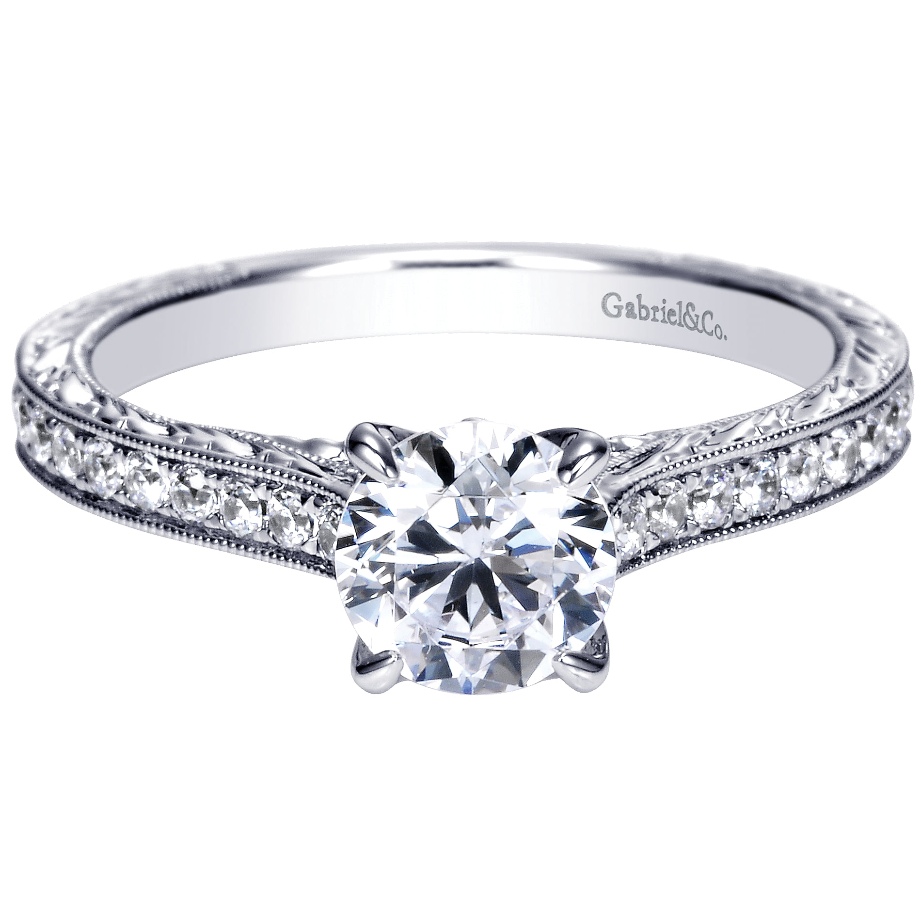 Vintage 14k White Gold Round Straight Vintage 14k White Gold Round Straight