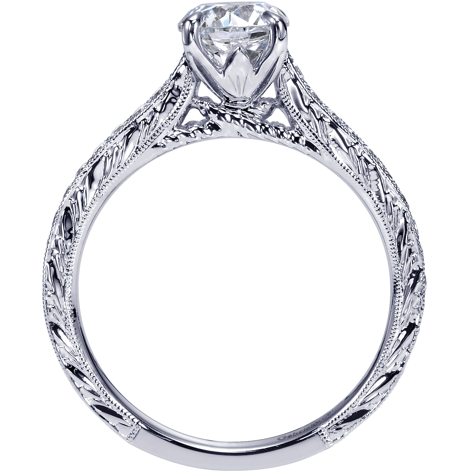 14k White Gold Round Straight Engagement Ring angle 2 14k White Gold Round Straight Engagement Ring angle 2