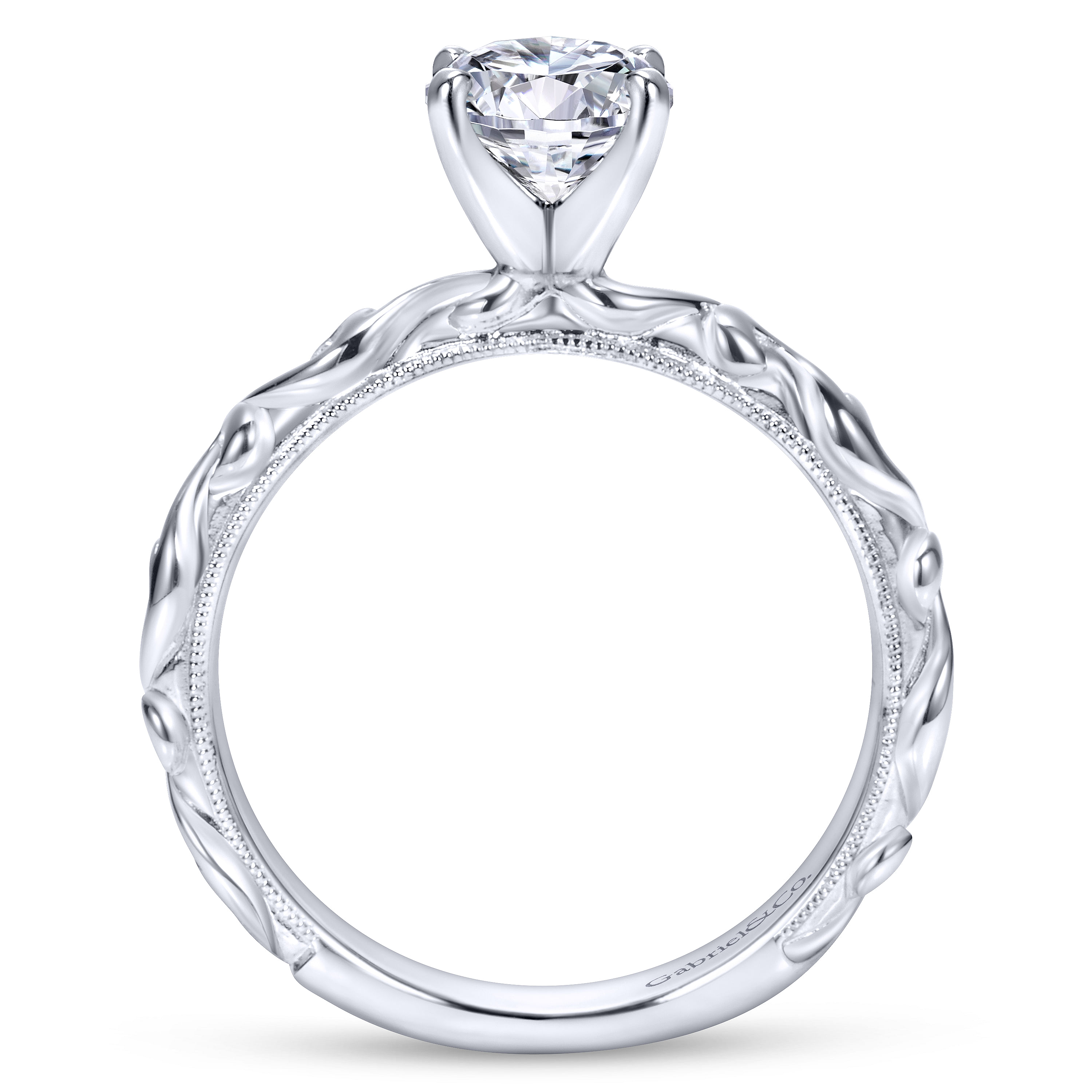 14k White Gold Round Straight Engagement Ring angle 2 14k White Gold Round Straight Engagement Ring angle 2