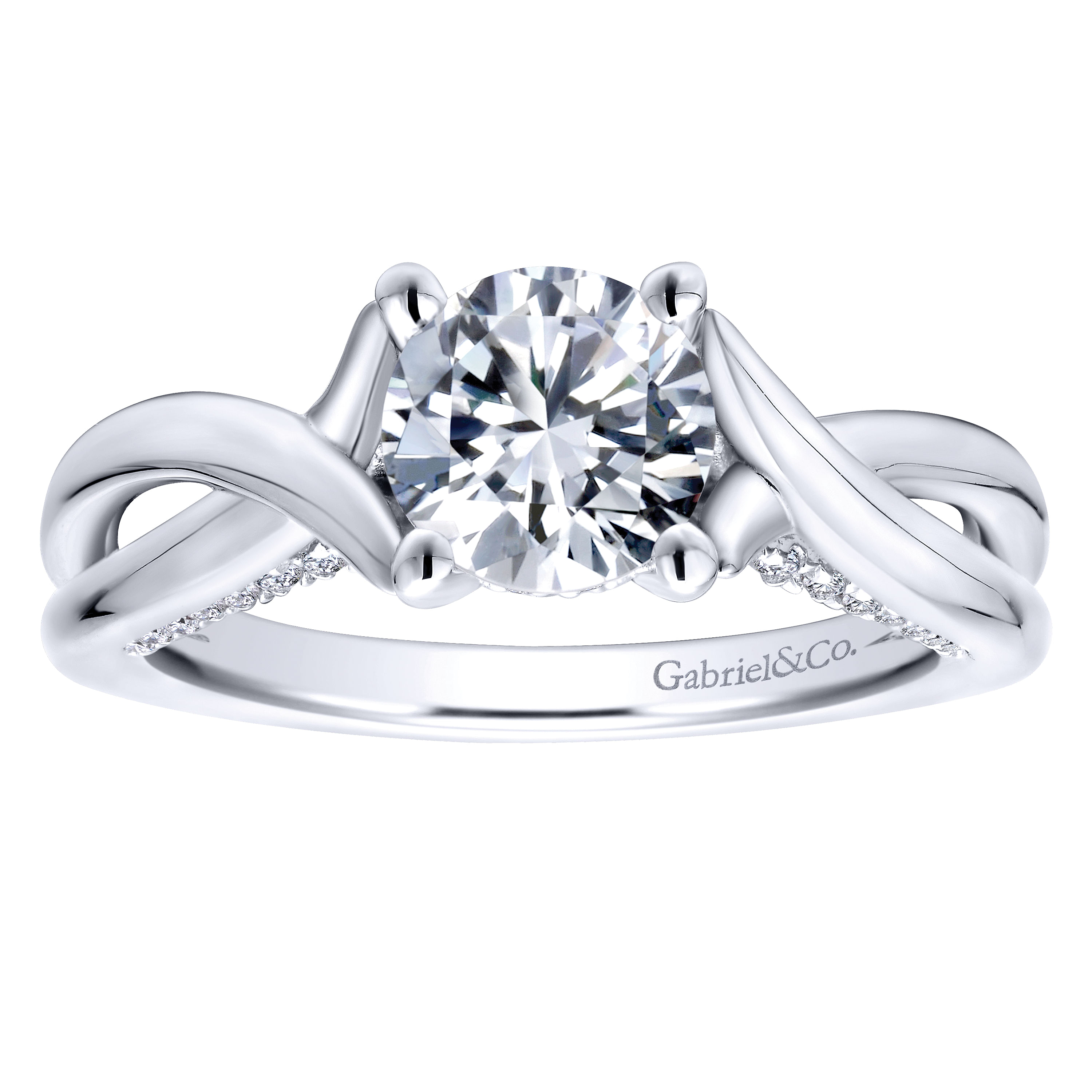 14k White Gold Round Twisted Engagement Ring angle 5 14k White Gold Round Twisted Engagement Ring angle 5