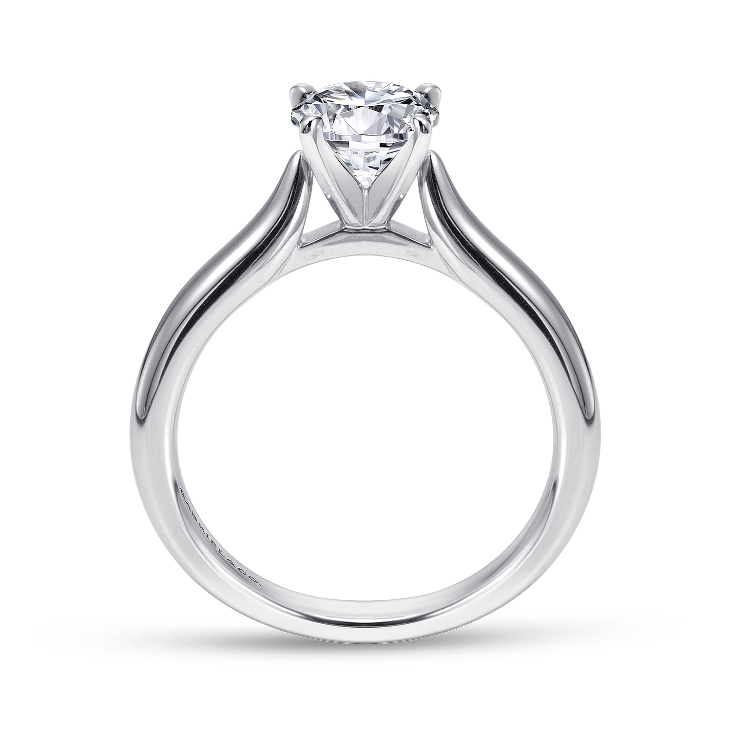 14k White Gold Solitaire Diamond Engagement Ring with Rounded Shank angle 2 14k White Gold Solitaire Diamond Engagement Ring with Rounded Shank angle 2