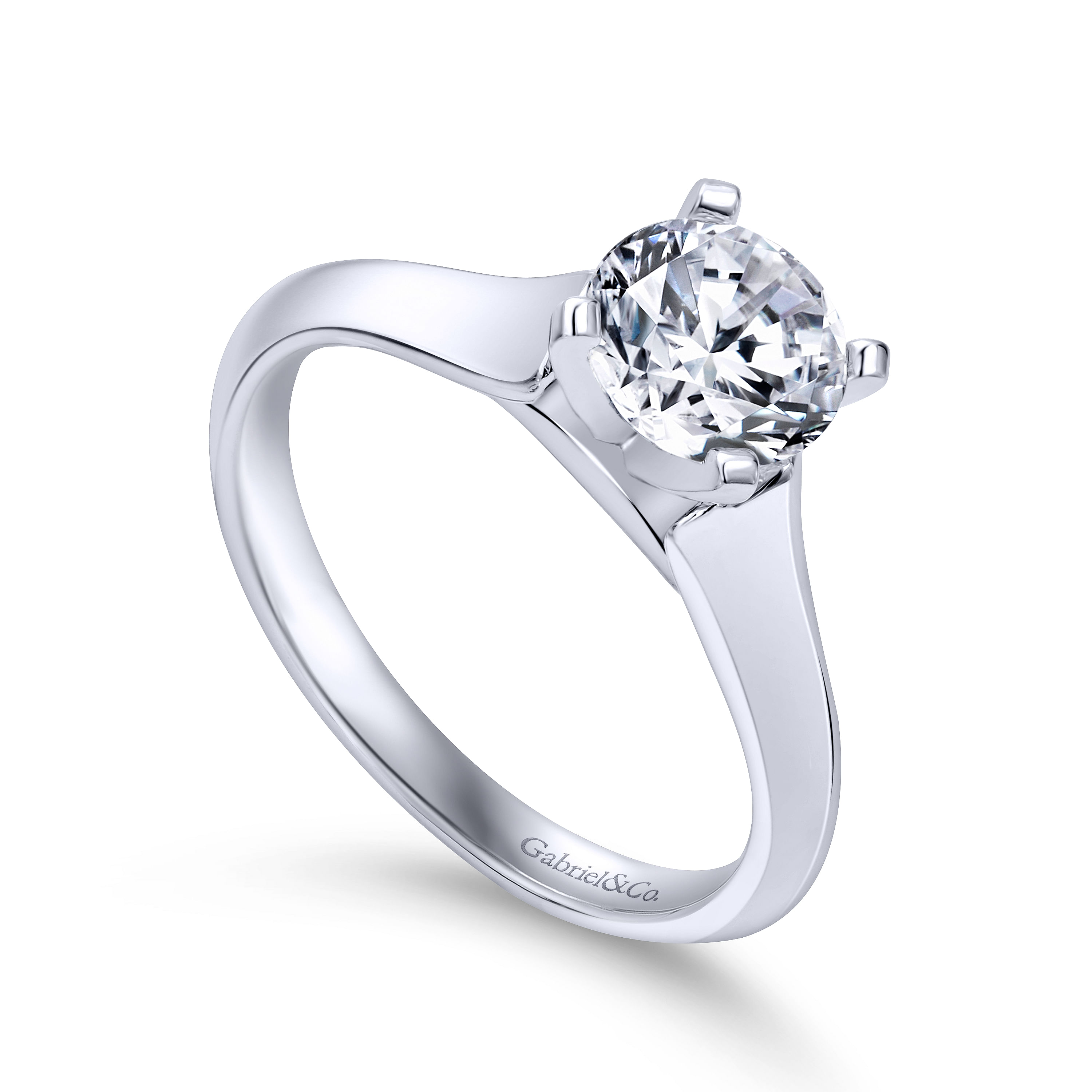 14k White Gold Solitaire Engagement Ring angle 3 14k White Gold Solitaire Engagement Ring angle 3